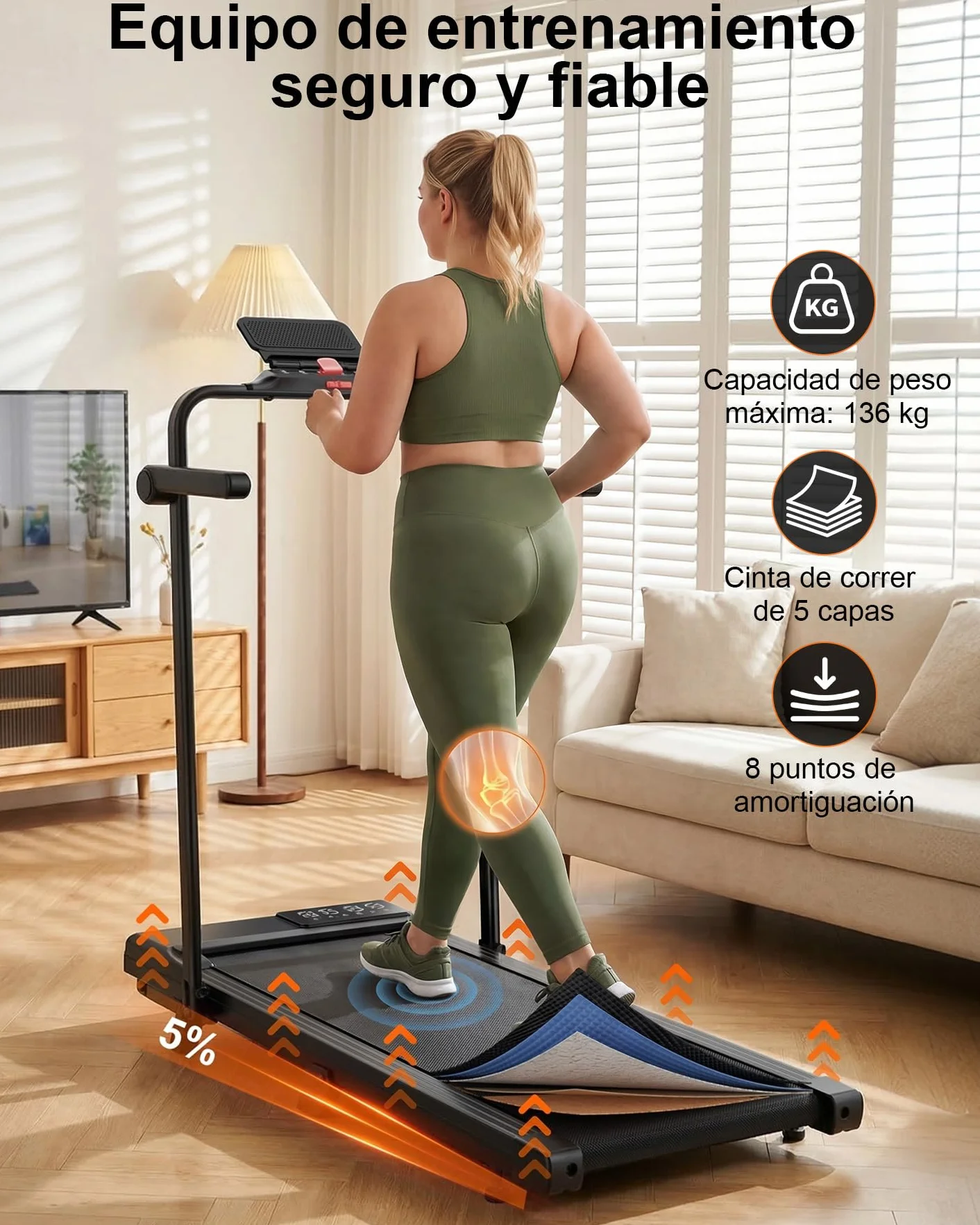 Copant Cinta de Correr, Cinta de Correr con LCD Scarn, 2.5 HP Caminador con App &Mando a Distancia，Carga MAX 159 kg, con cursos de formación y Carreras, 1-8km/h para el hogar o la Oficina