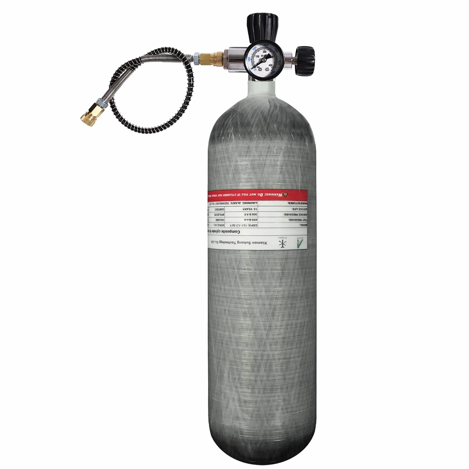 TUXING Tanque de Buceo de Fibra de Carbono 4500Psi 4.7L con estación de llenado de Paintball, regulador de válvula, medidor, Tanque de Aire Pcp para Rifle de Aire Pcp