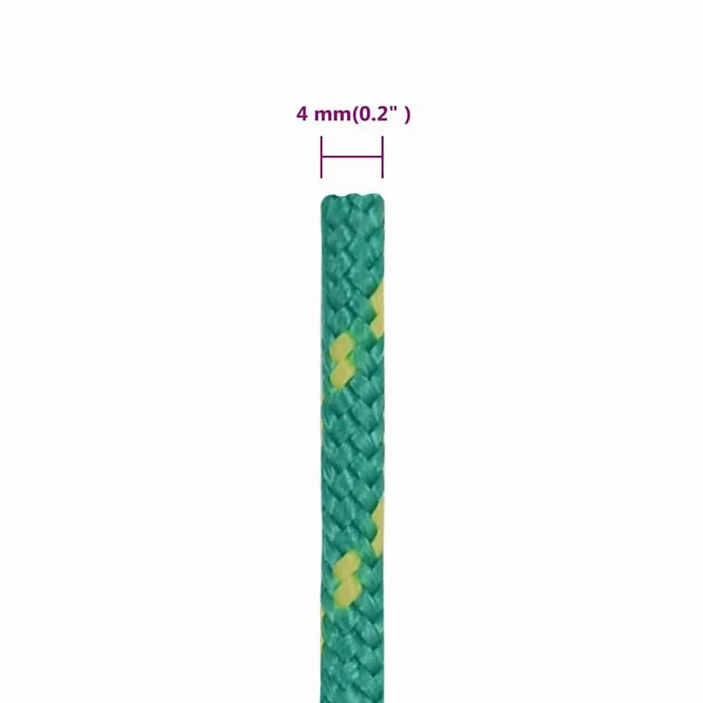 Cuerda de polipropileno verde de 4 mm 500 m para velero, barco, yate para atar, resistente a la intemperie, fácil de atar y manejar