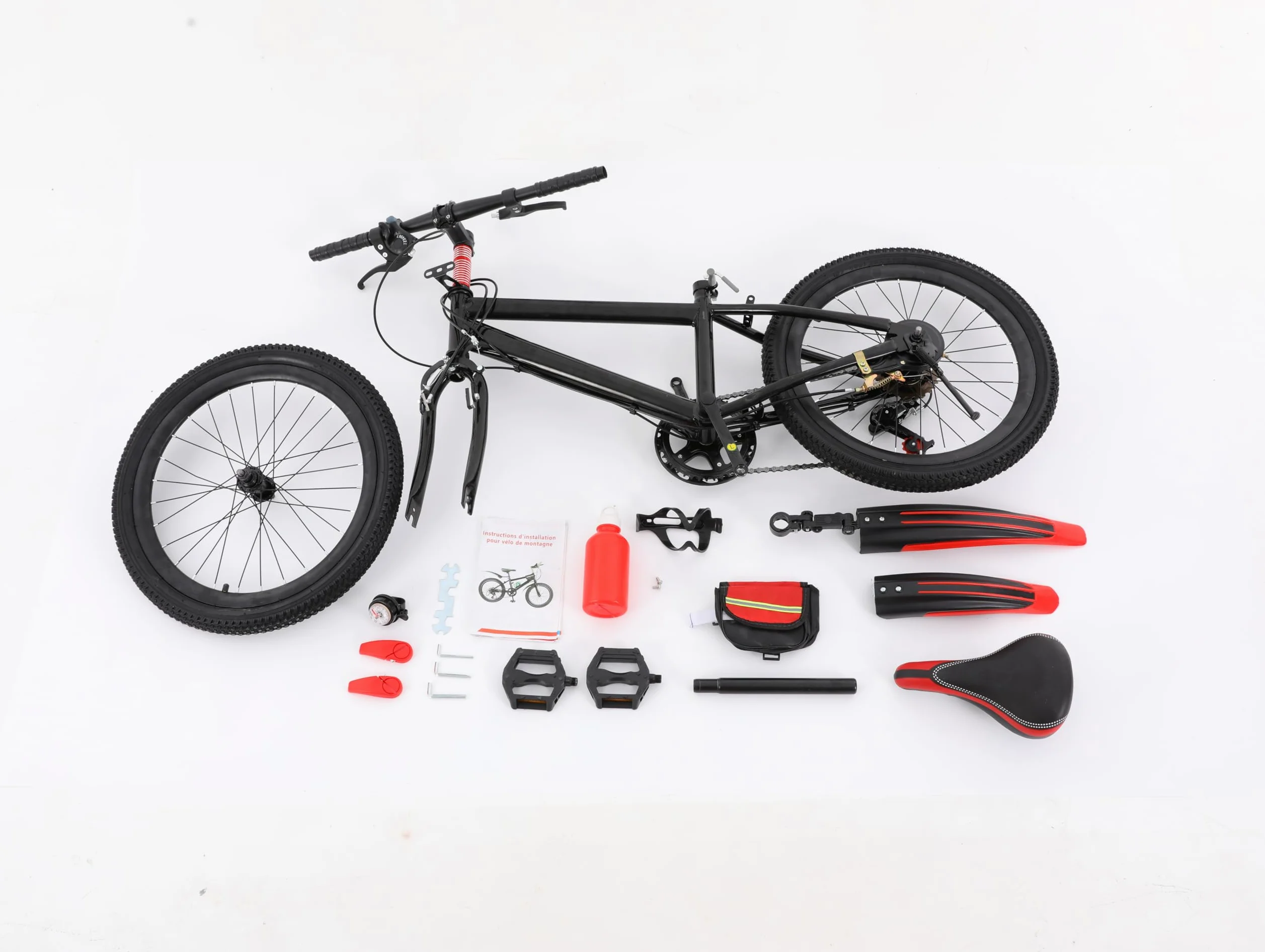 Bicicleta de montaña de 20 pulgadas, 7 velocidades, para adultos, con freno de disco, sistema de doble frenado y marco de bicicleta estable, para adultos, ciudad y terreno, color rojo