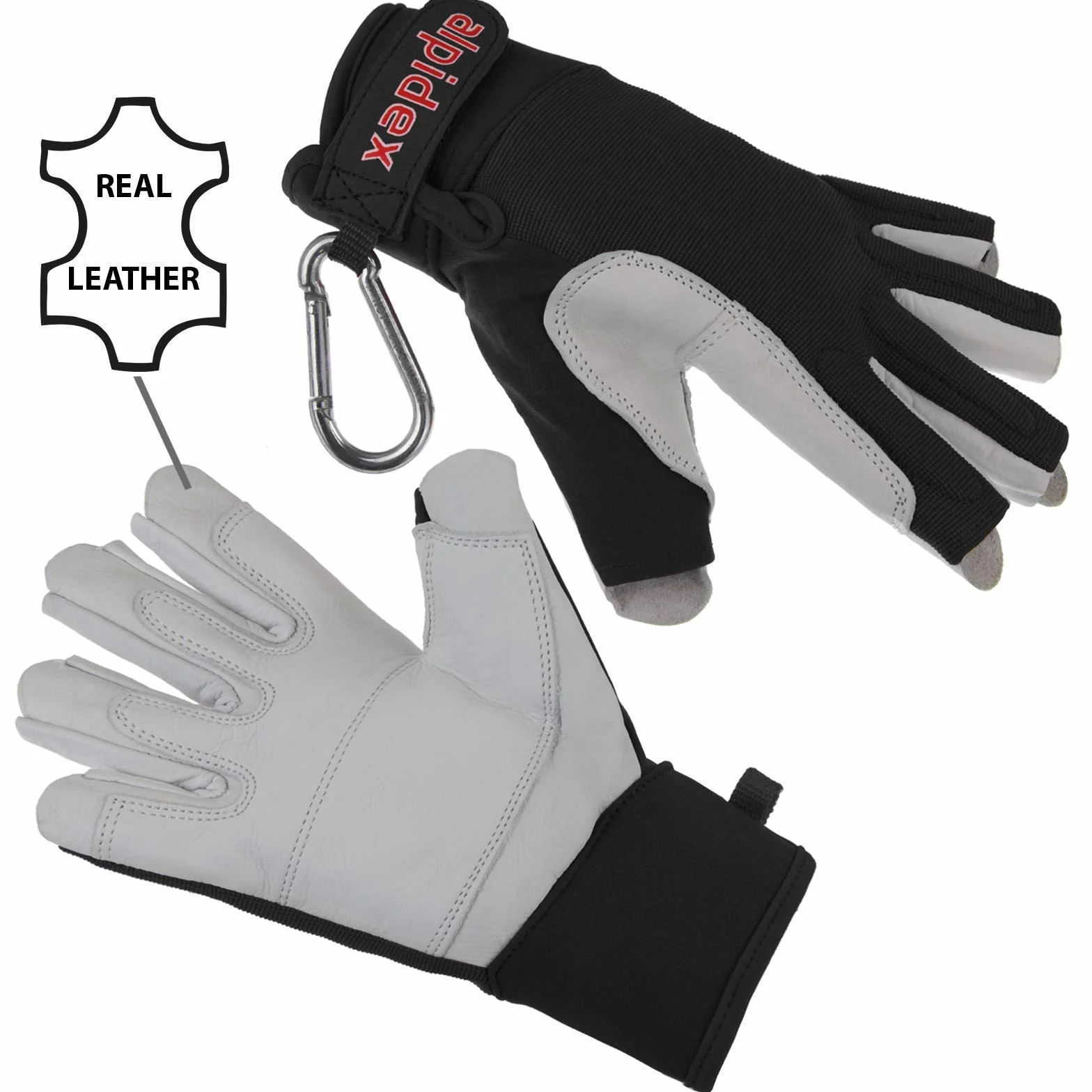 ALPIDEX Guantes de Escalada Unisex de Cuero auténtico