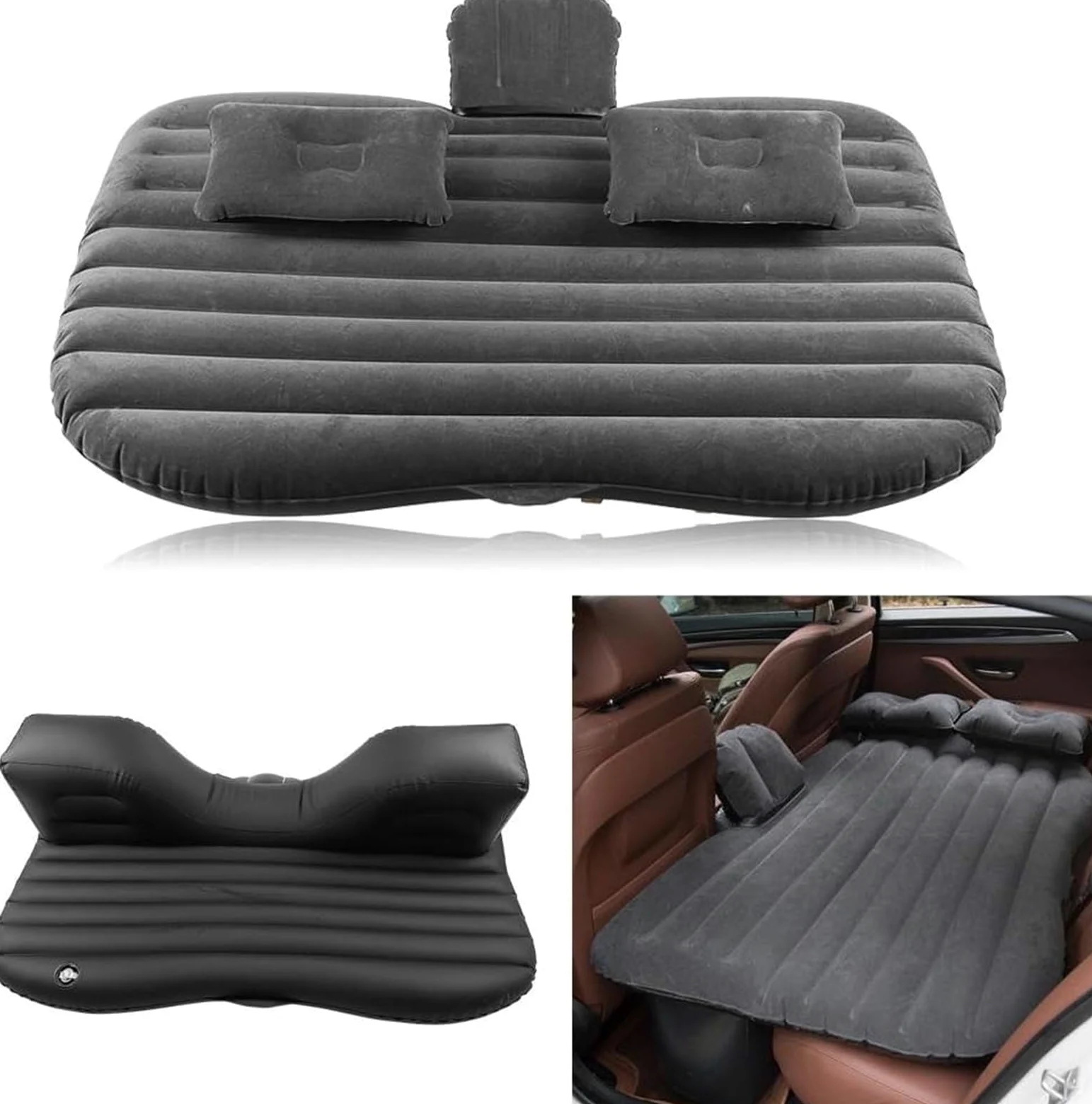 Colchoneta Hinchable Coche Cama Inflable Coche, Colchón Aire Inflable, Cojines Inflables Para El Hogar, Coches Universales, SUV, Viajes Al Aire Libre, Camping, Almohadilla Dormir, Cama Aire Coche(Blac