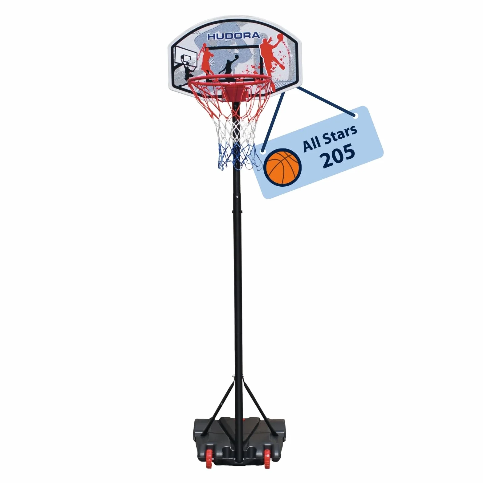 HUDORA Soporte Baloncesto All Stars 205 Canasta Ajustable Altura niños Adolescentes Exterior móvil jardín