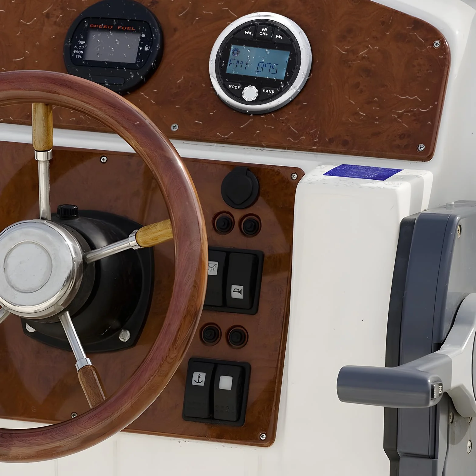 Geloo Barco Marina Impermeable Marine Radio Stereo MP3 Marino Compacto Receptor Multimedia FM Am Resistente al Agua Radio para Estéreo Barcos, Yates, Marinos, Cámper