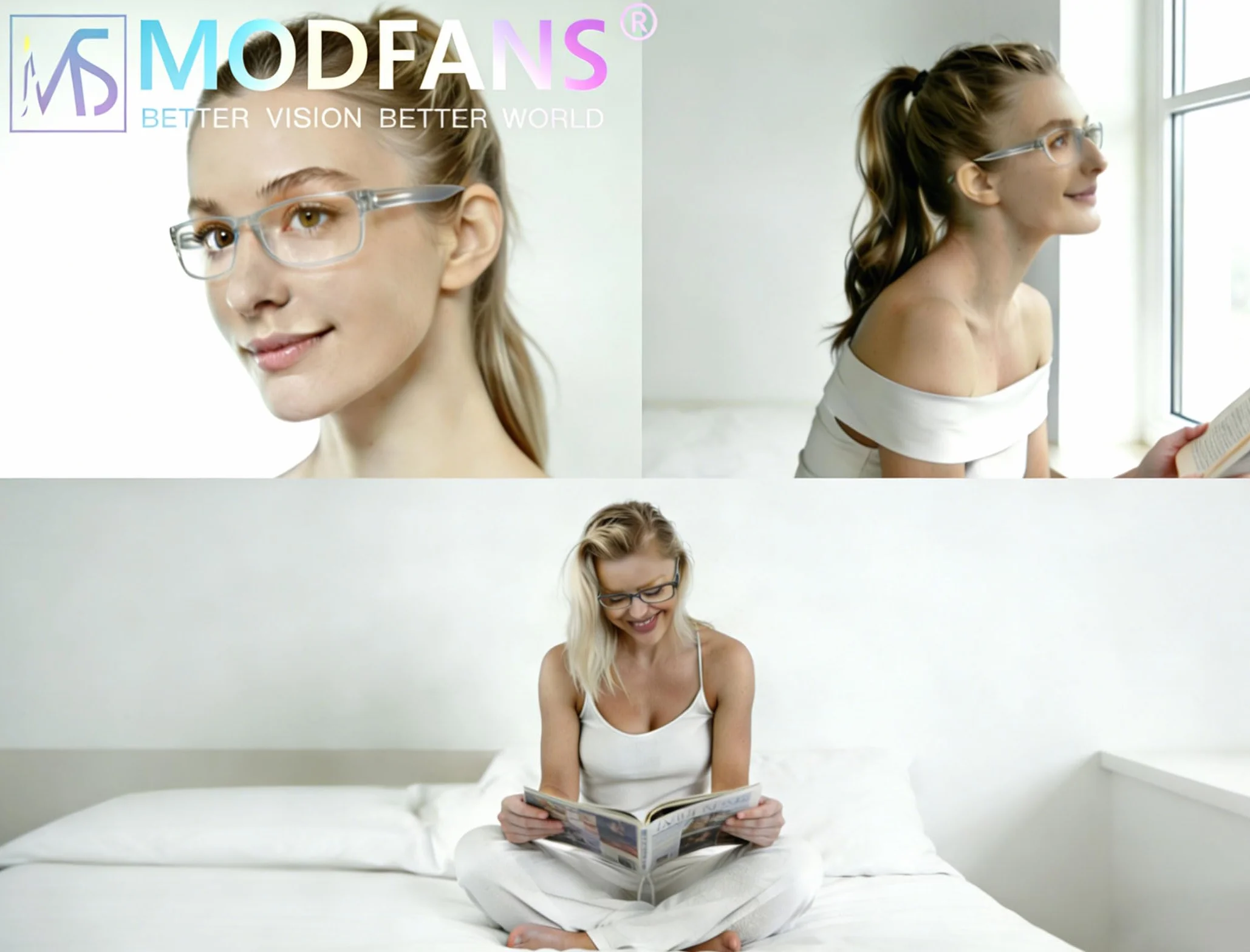 MODFANS Pack de 3 Gafas de Lectura para Presbicia Hombre Mujer Negro Gris Azul