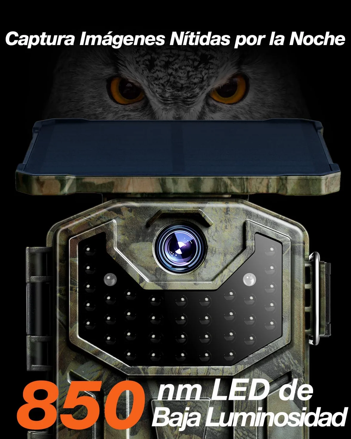 iZEEKER Cámara de Caza Solar, 4K 30fps 48MP Cámara Caza Nocturna con Batería de 2600 mAh 850nm IR LED Brillo Impermeabile IP66 para Vigilancia de la Vida Silvestre y Seguridad Interior