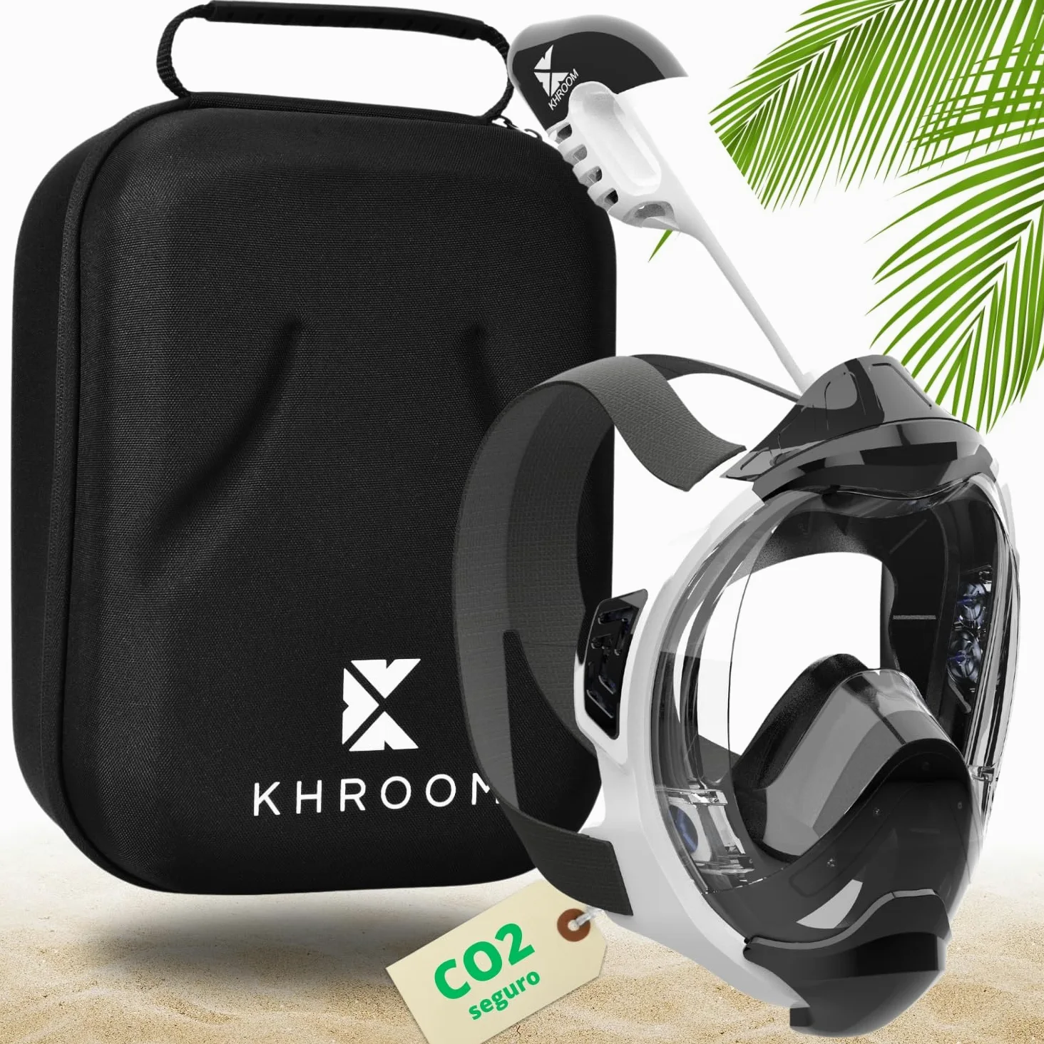 Khroom Máscara de esnórquel para Adultos y niños - Seaview Y | Sin Problemas de CO2 | Máscara Completa para Snorkeling| Equipo de Snorkel con máscara Integral Completa para Adultos S/M Blanco+Case