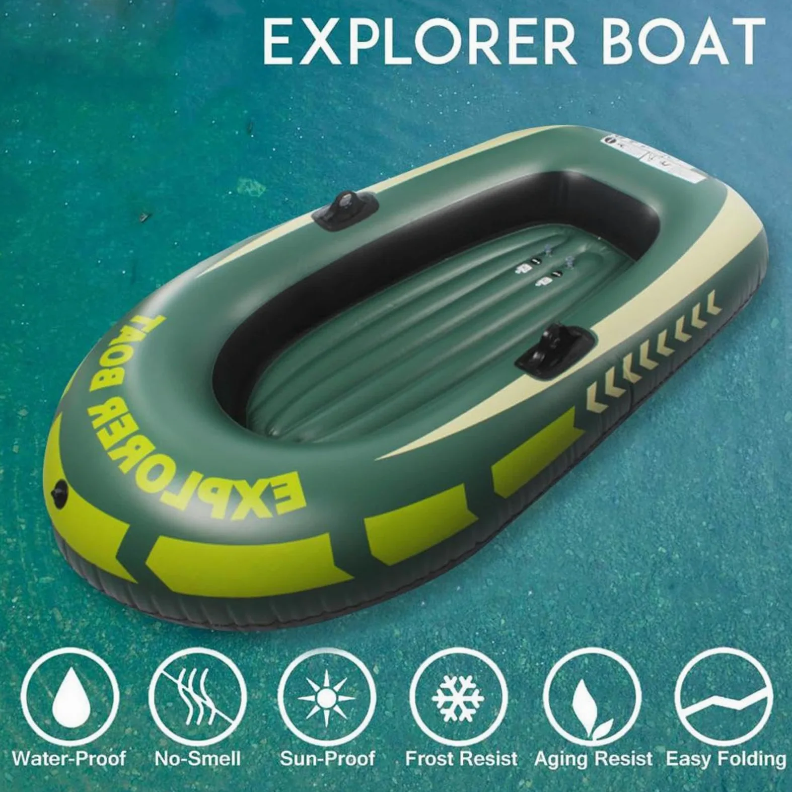 Kayak/canoa inflable 1-2 plazas PVC resistente - Barco Plegable Soportes Paletas |, Lago, Playa, Camping, Fácil transporte