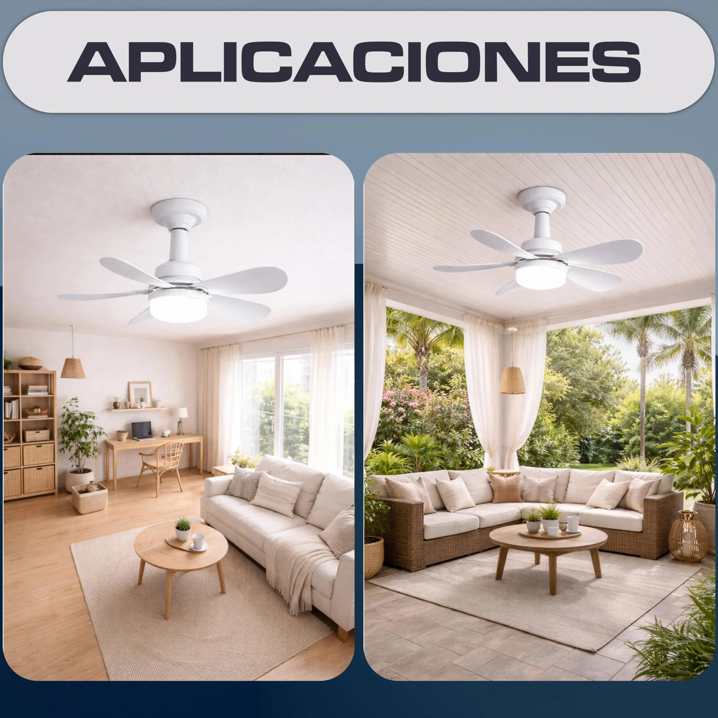 CLAR Ventilador de Techo con Luz, Ventilador Pequeño para Habitación