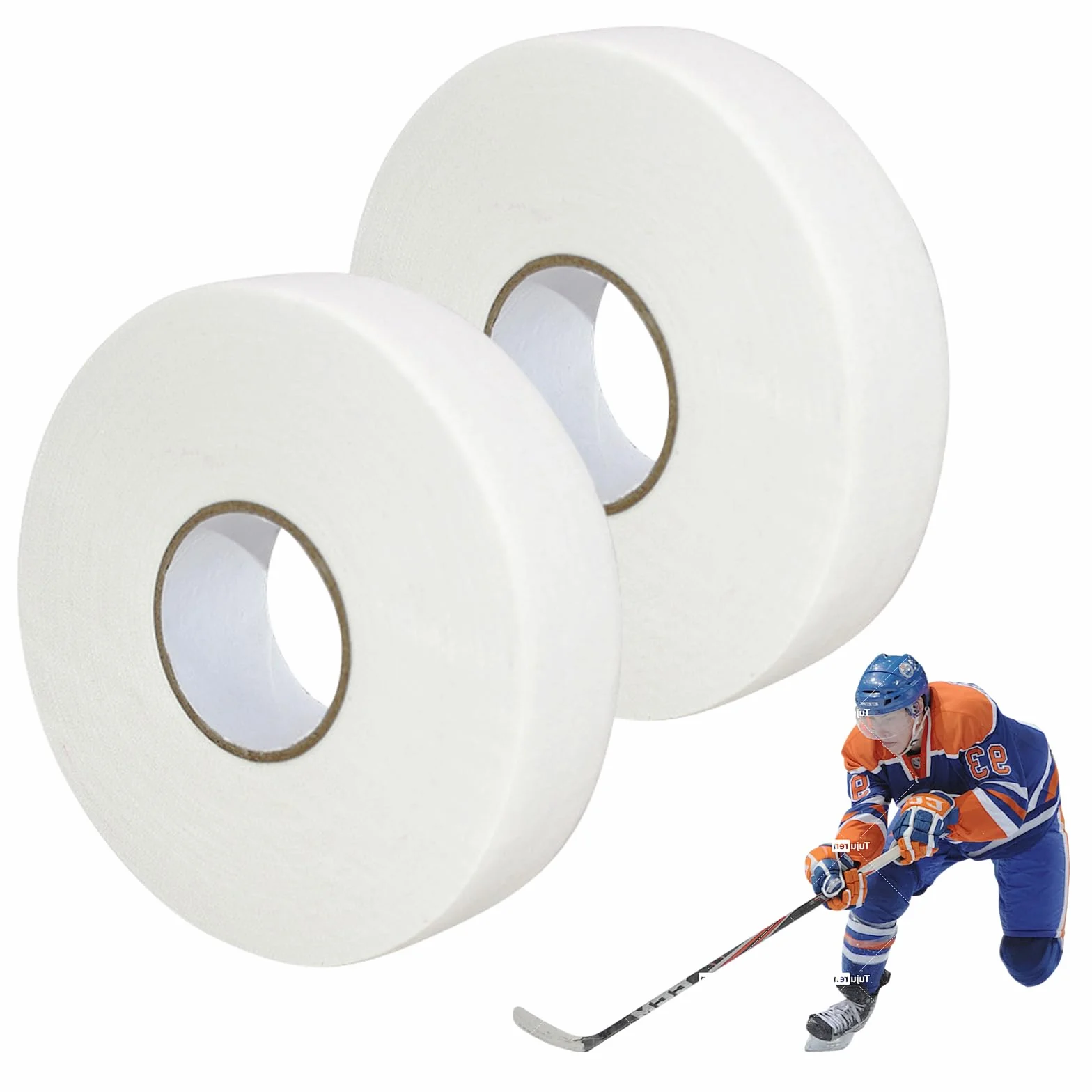 2 Rollos Cinta Palo Hockey Cinta Hockey Stick Cinta de Hockey Autoadhesivas 2,5cmx25m Cinta de Tela para Hockey, Cinta Adhesiva Hockey para Golf, Tenis, Bádminton (Blanco)