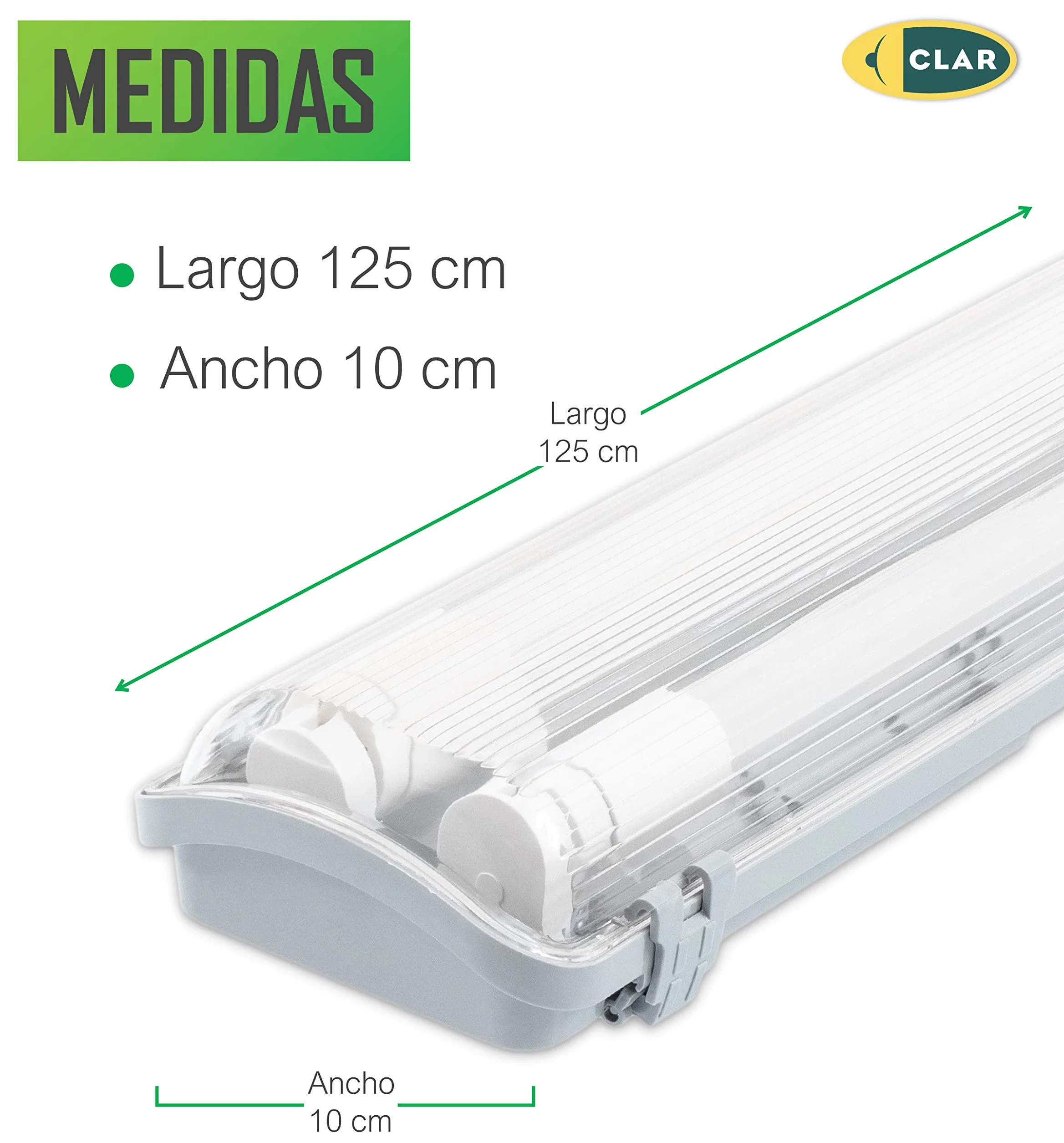 CLAR Pantalla Estanca LED 18W 2 Tubo 120cm Pack 5