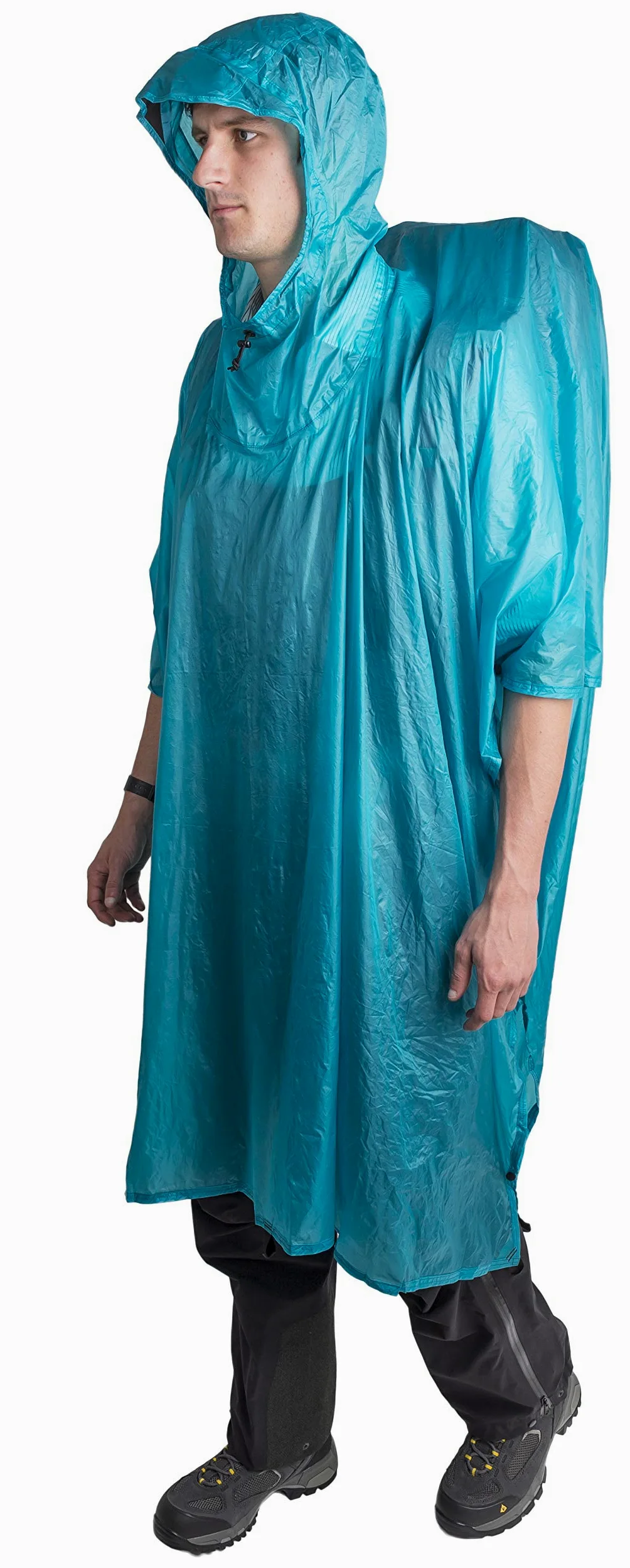 Sea to Summit - Poncho y Lona de Nailon - Protector de Lluvia Ligero e Impermeable - con Capucha - Protege la Mochila Grande - Lona para 2 Personas - Senderismo - 400 g, Azul, Talla única