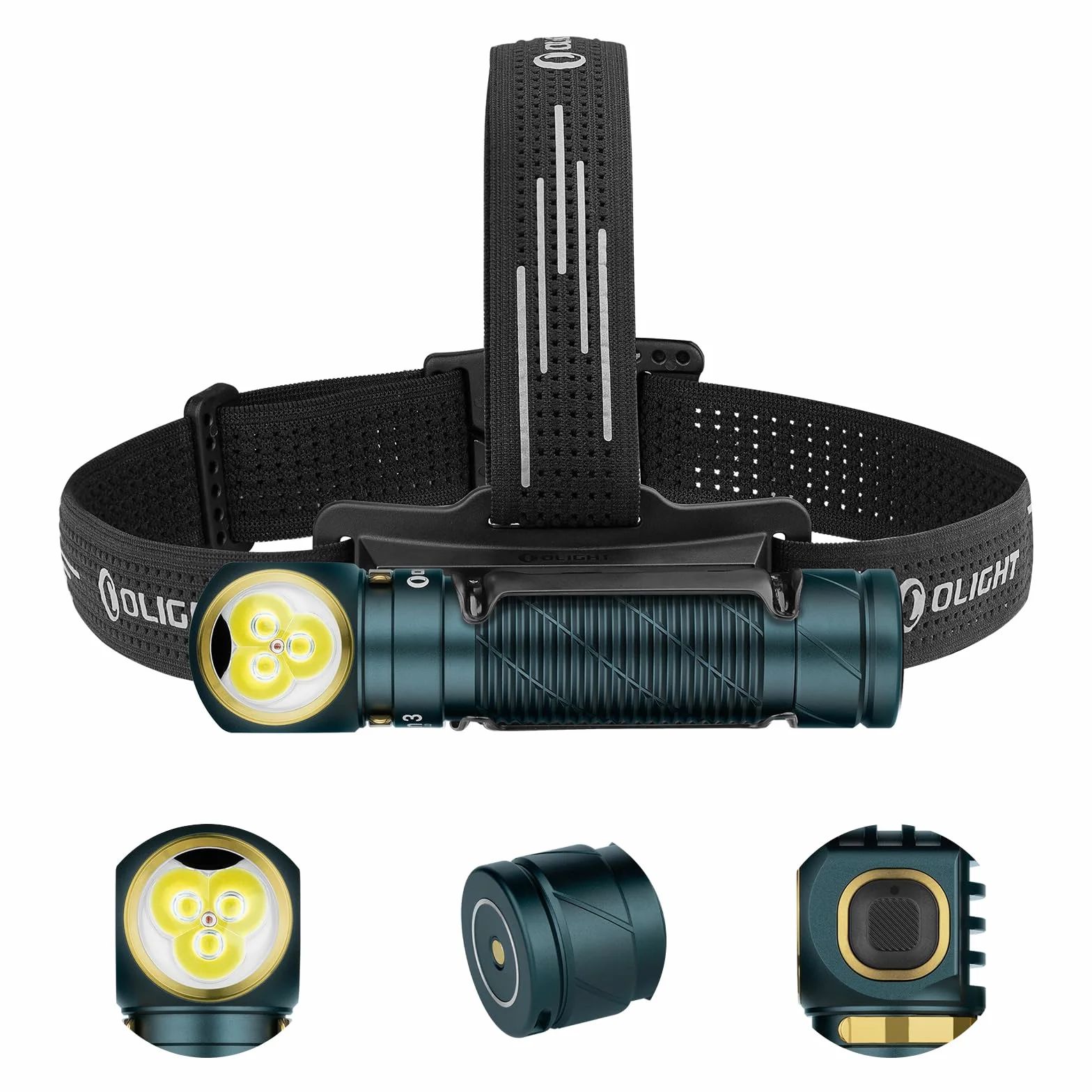 OLIGHT Perun 3 Linterna Frontal LED Recargable Ángulo Recto 3000 Lúmenes 160 Metros 20 Días Pesca