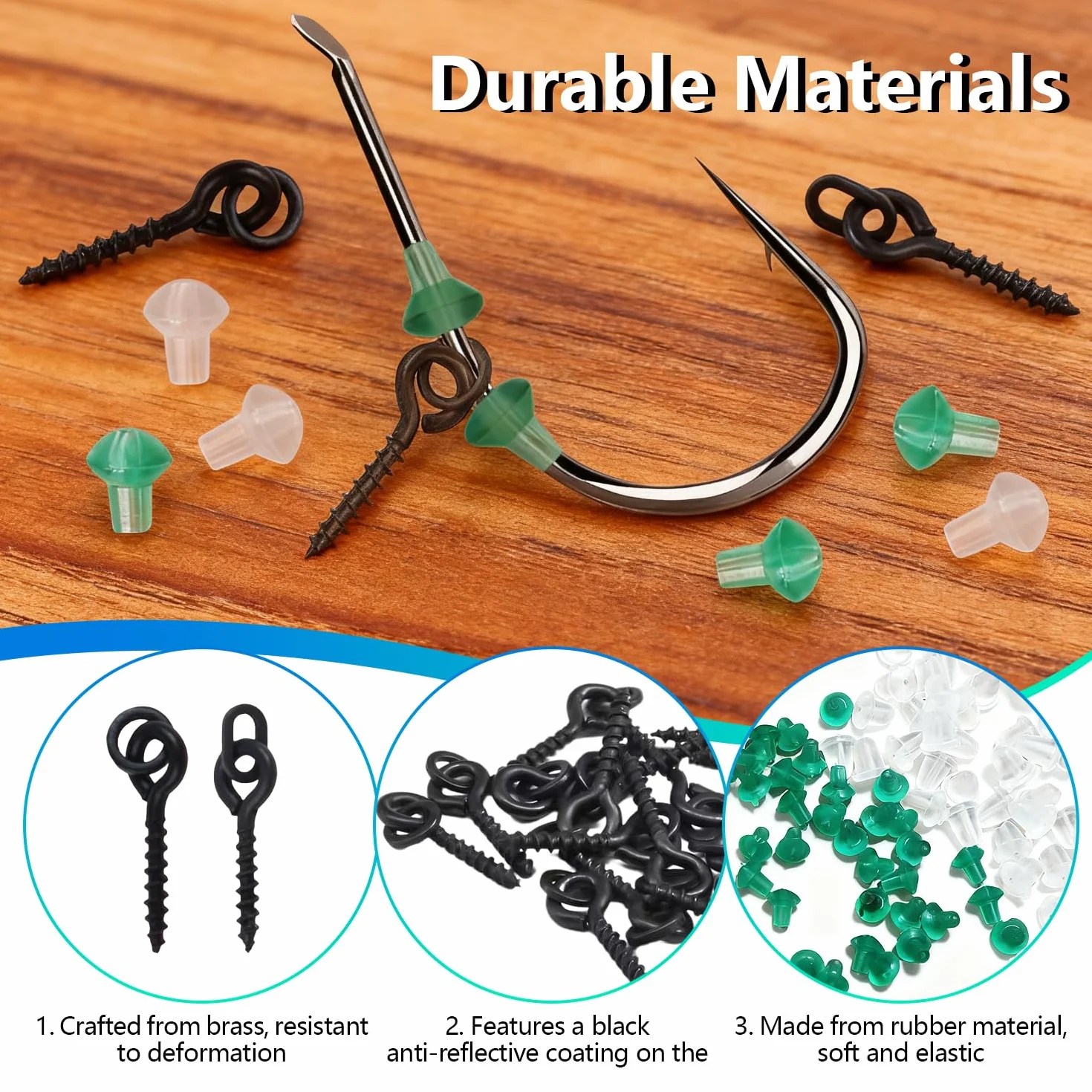 Tornillos para Cebo de Pesca Gancho para Cuentas de Goma Gancho para Carpa para Pescar Set de Accesorios de Pesca 100 Tornillos para Cebo y 100 Puntas de Seguridad