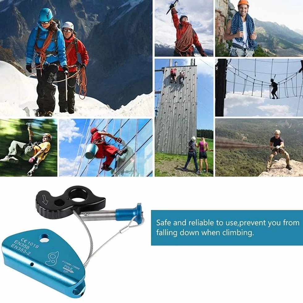 Alomejor Autofrenante Escalada Descendente Mosquetón Cuerda Pinza Agarradera