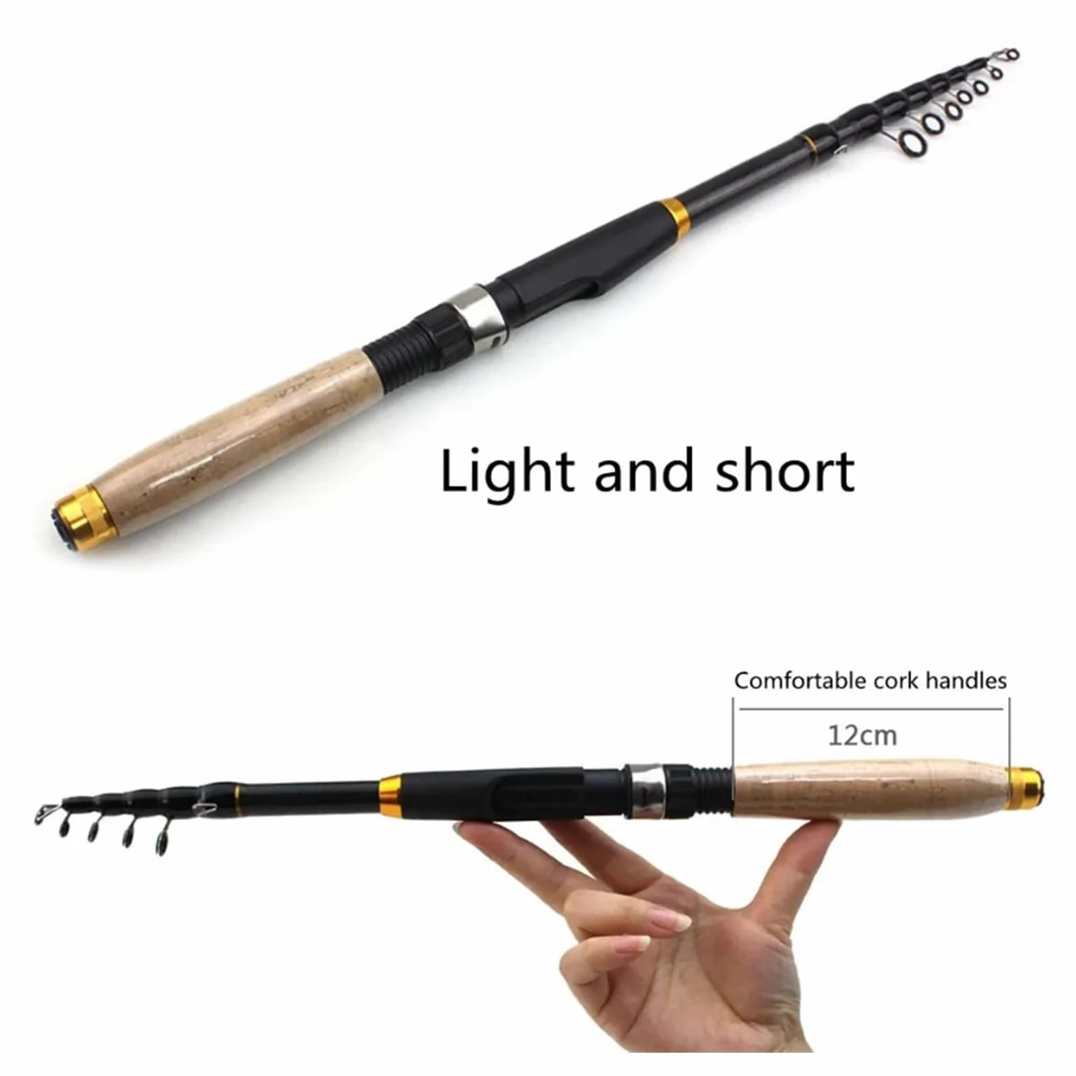 Sougayilang Caña de Pescar Telescópica Fibra de Carbono 2.7m 1.8-3.6m 10-60g Portátil
