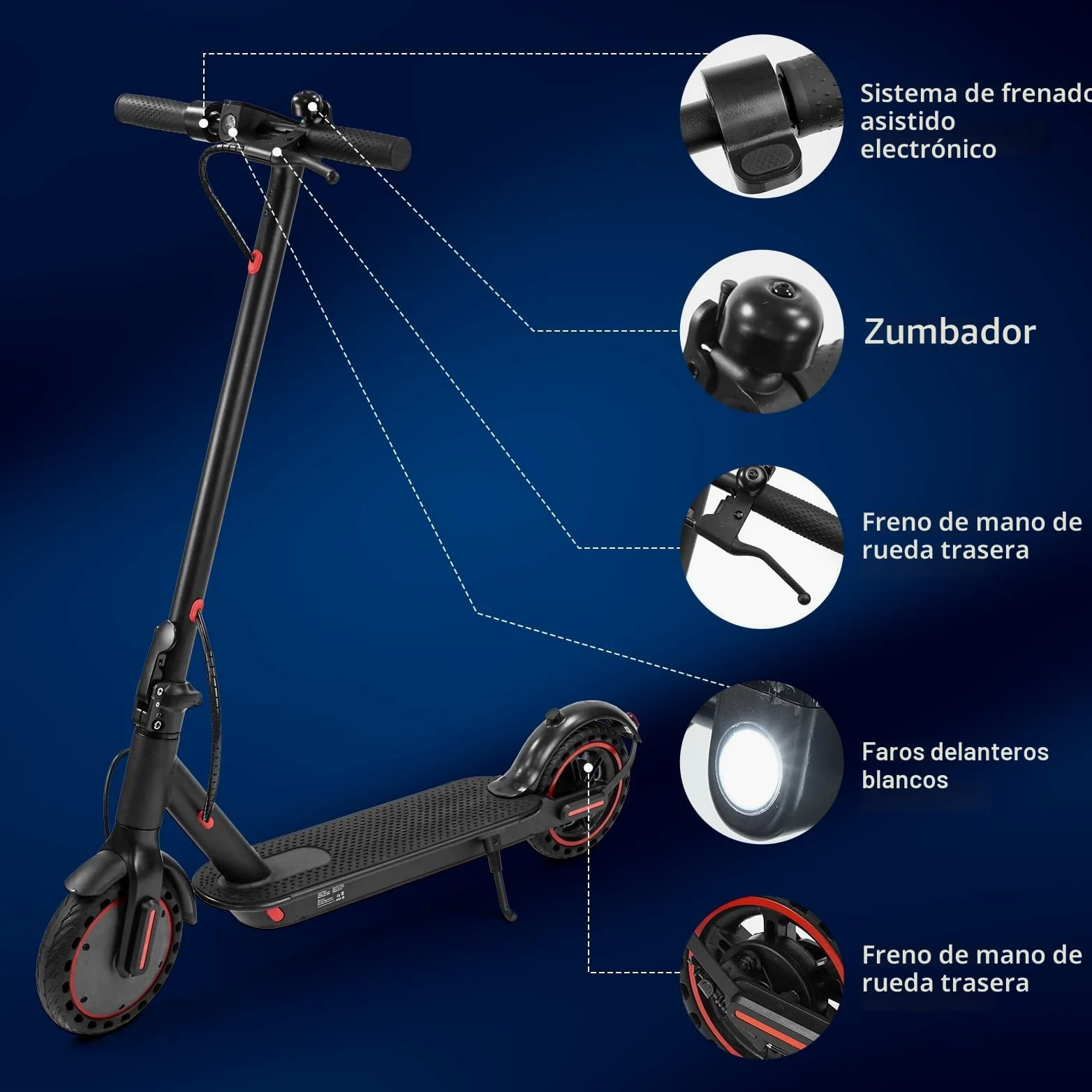 Patinetes clásicos de 8,5 Pulgadas con autonomía máxima de 30 km, Patinete eléctrico Plegable con función de Bloqueo, aplicación, Patinete eléctrico para Adultos.