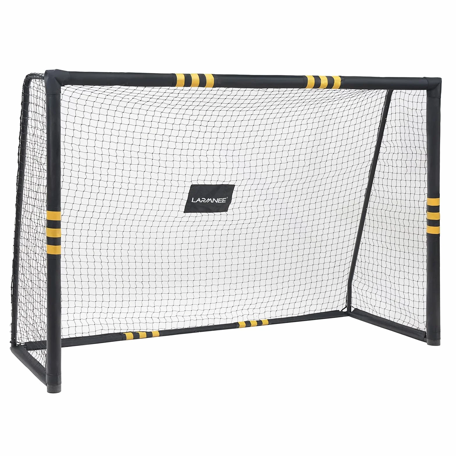 LARMNEE Portería de Fútbol 240 cm, Red de PE, Cubierta Protectora de Espuma, Resistente a la Intemperie