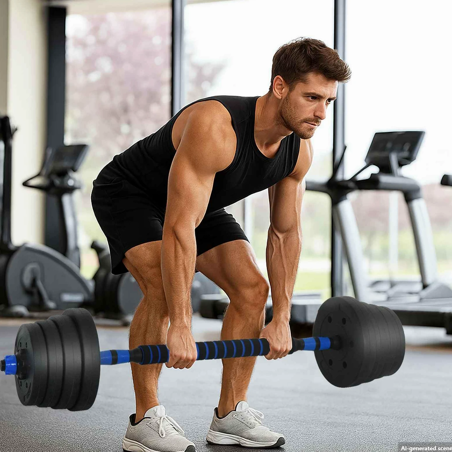 Juego de mancuernas 4 en 1, 30 kg, ajustables, con discos de hierro fundido, para entrenamiento de fuerza, entrenamiento muscular, entrenamiento en casa, fitness y gimnasia
