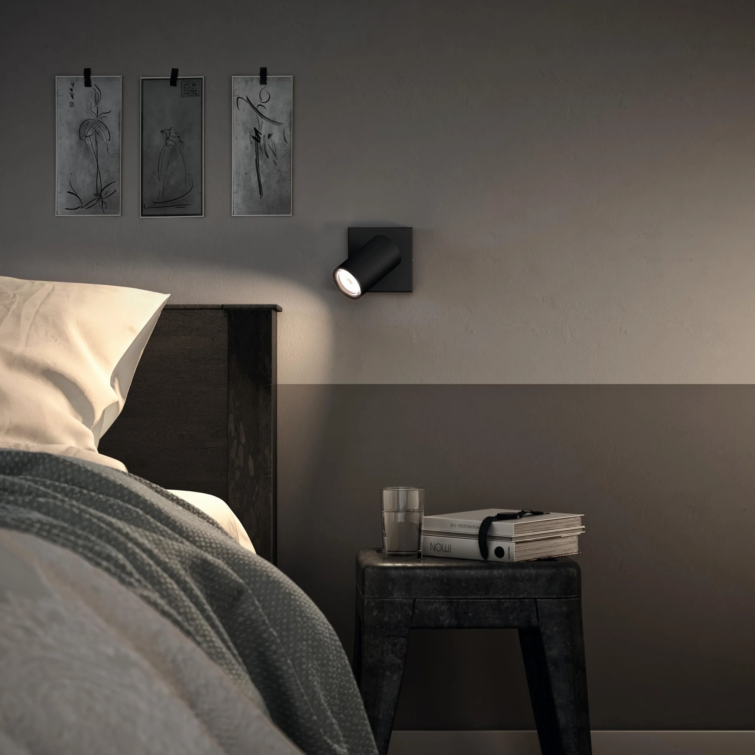 Philips Kosipo Lámpara de techo Negro Luz blanca cálida Aplique pared techo 1 foco GU10 No regulable