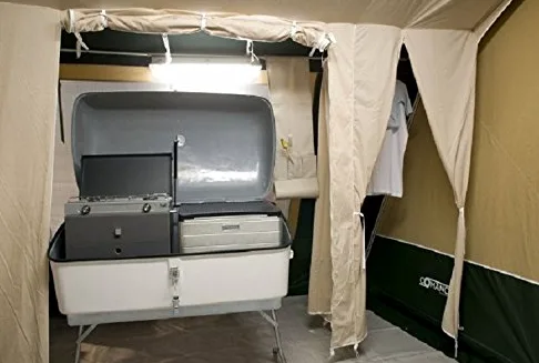 COMANCHE Cofre Camper portaequipaje con Patas y Cocina para Remolque, Medidas 117x63x57cm