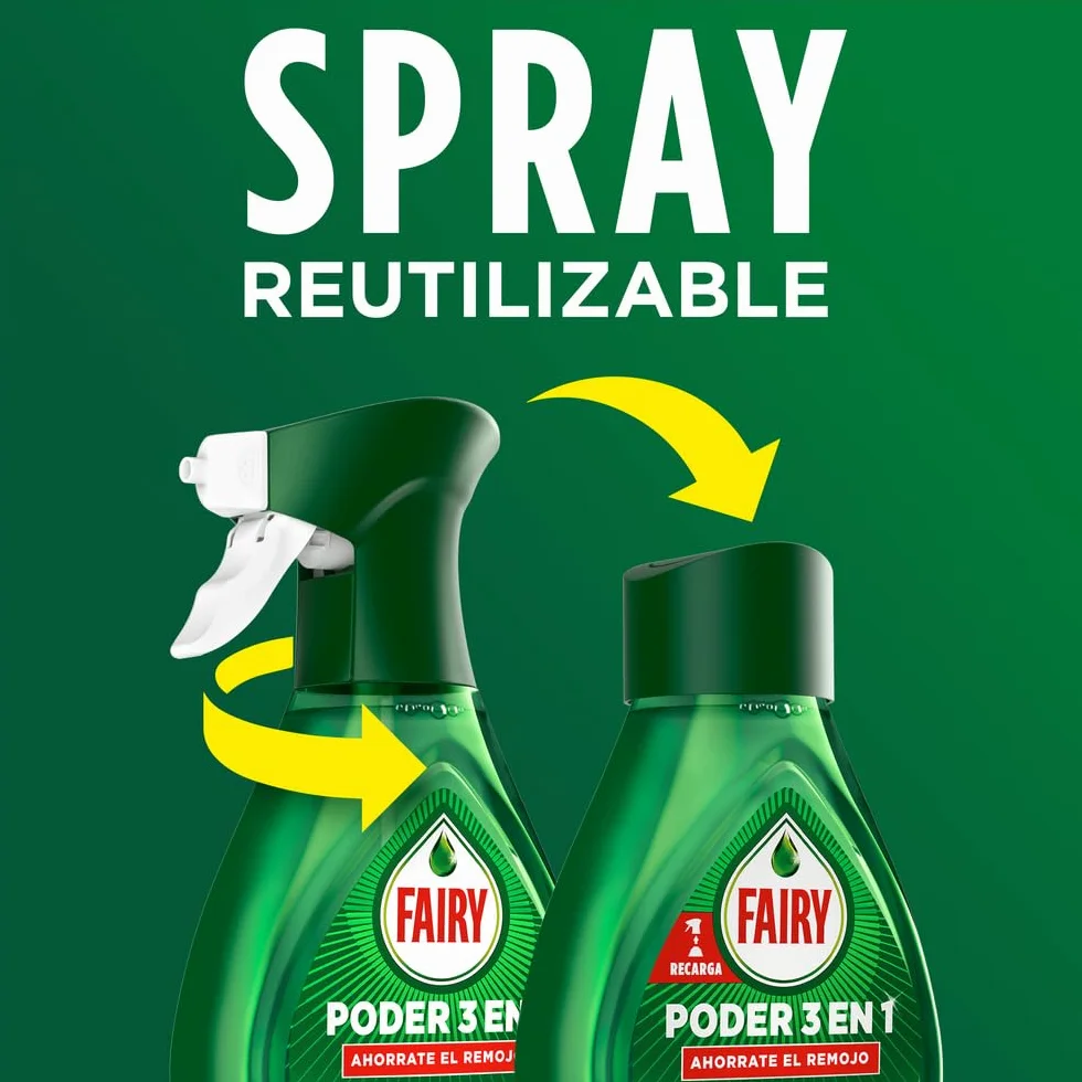 Fairy Poder Sin Remojo Limón Spray Antigrasa Vajilla y Cocina 500ml