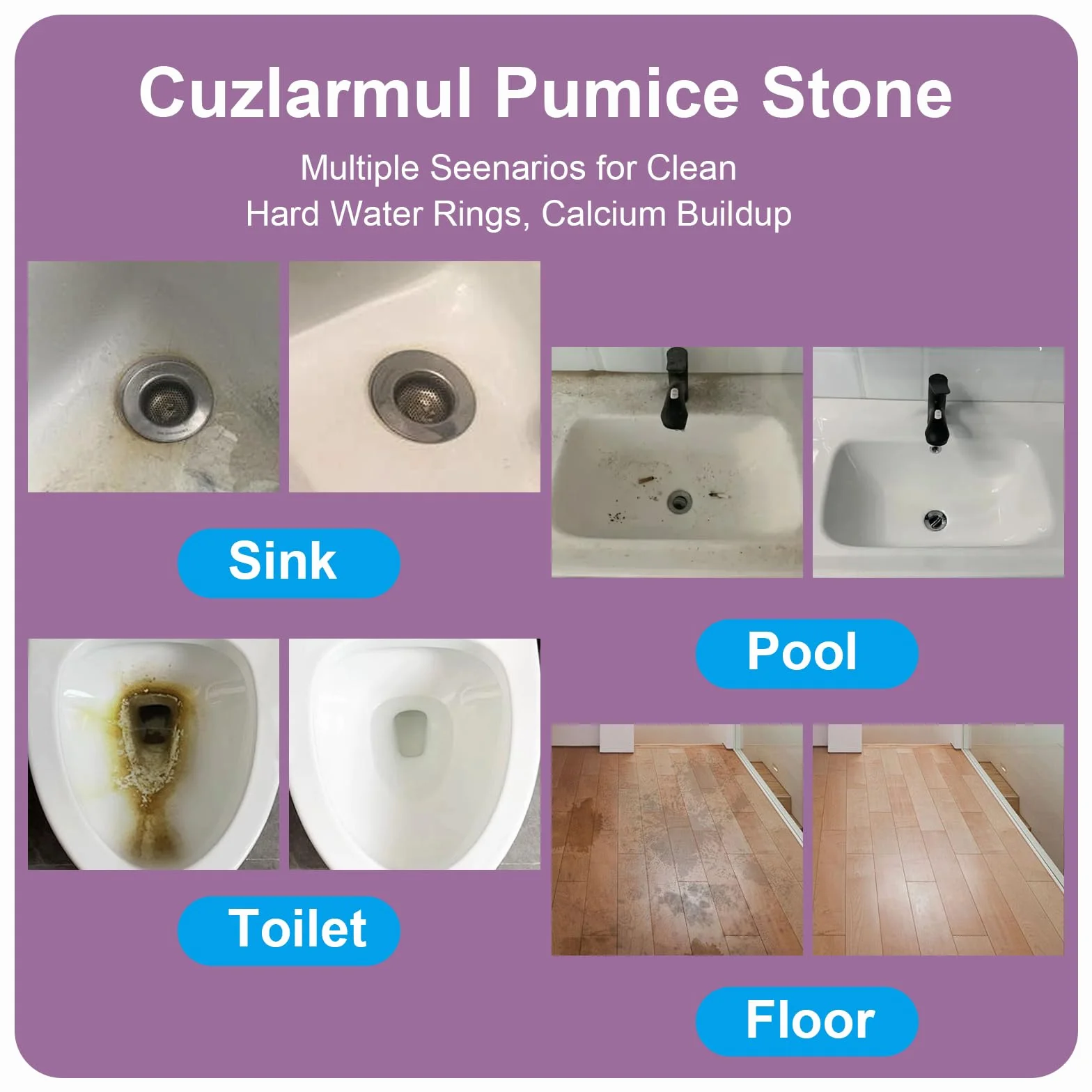 Pumice Stone Toilet Cleaner 4 Piezas Piedra Pómez con 2 Asas Rosas para Inodoro,Horno,Piscina,Barbacoa,Bañera
