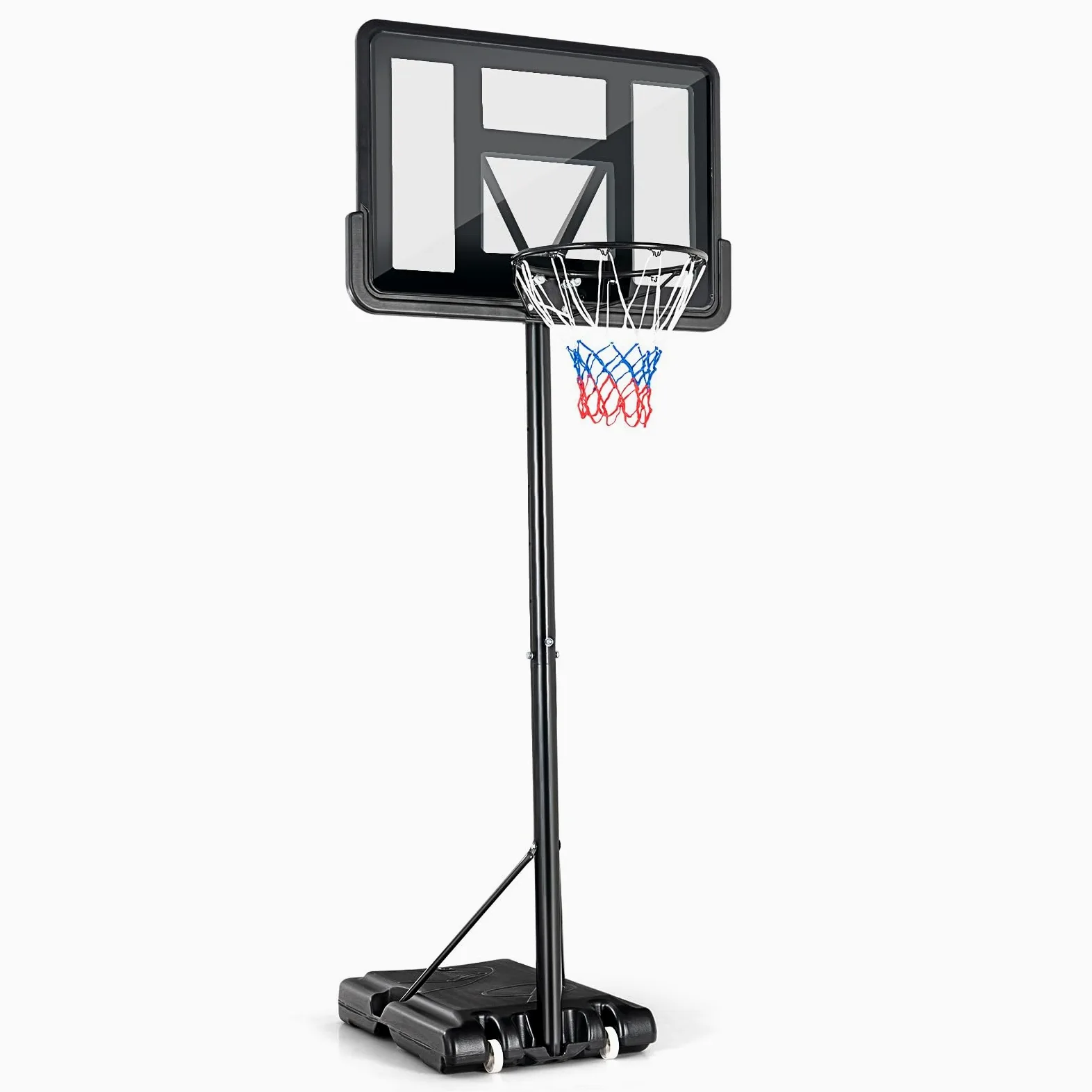 LIFEZEAL Canasta de Baloncesto al Aire Libre para Adolescentes y Adultos, Canasta de Baloncesto Portátil con Tablero y Red, Altura Ajustable de 1,3M a 3,05M