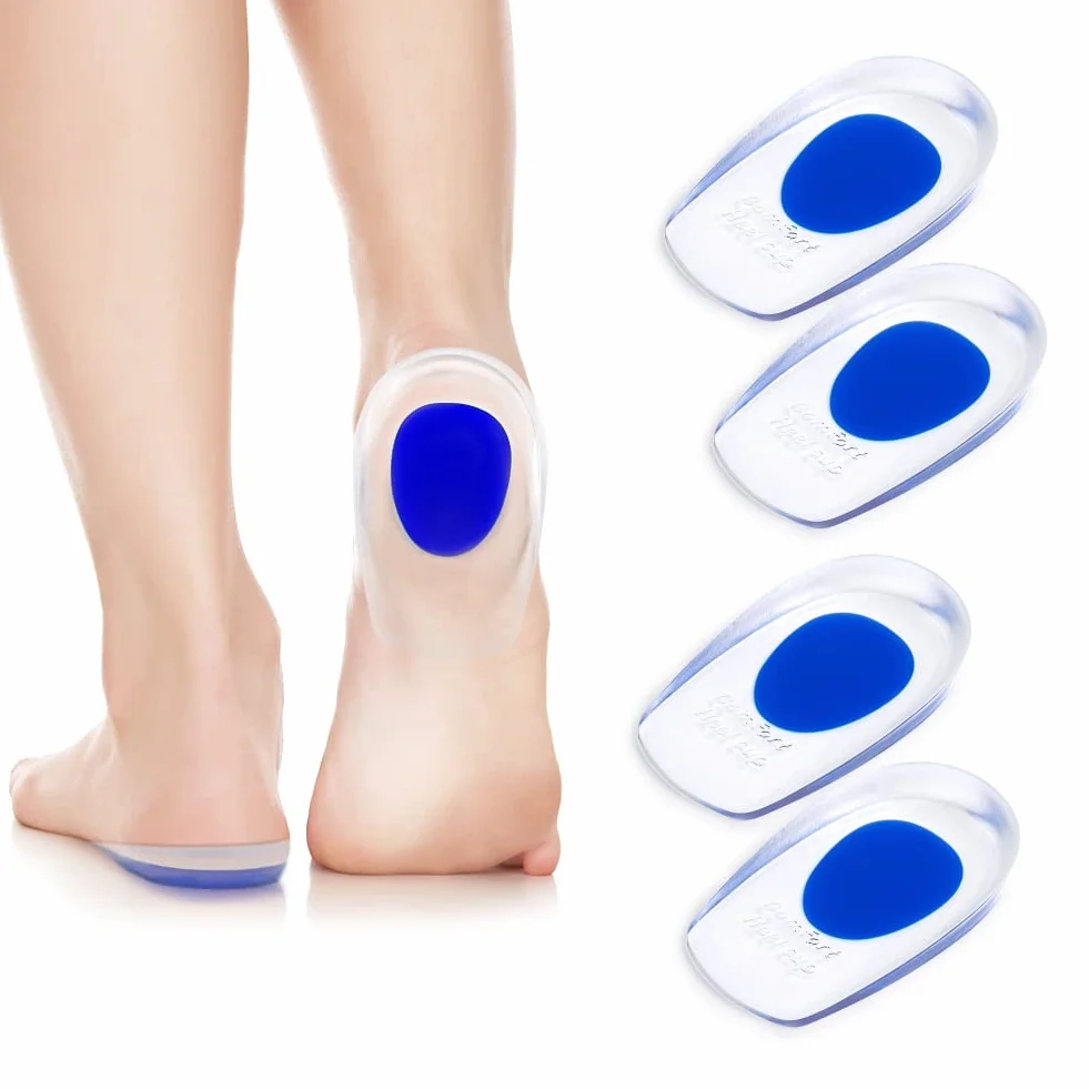 ACWOO Taloneras de Silicona, 2 Pares Plantillas de Talón Gel, Almohadillas para Fascitis Plantar, Reducir Golpes y Aliviar Dolor (S)