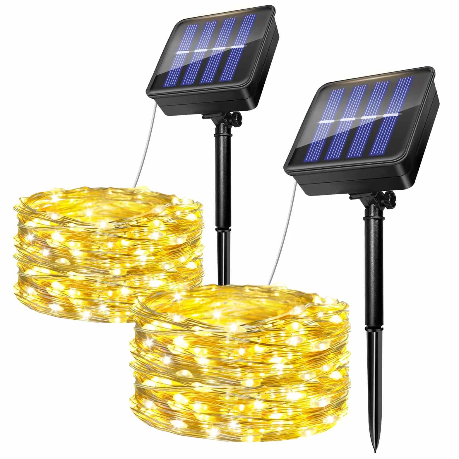 Luces Solares LED Exterior Jardin 5M 50LED Guirnalda Solar IP65 Impermeable Cadena de Luces Blanco Cálido