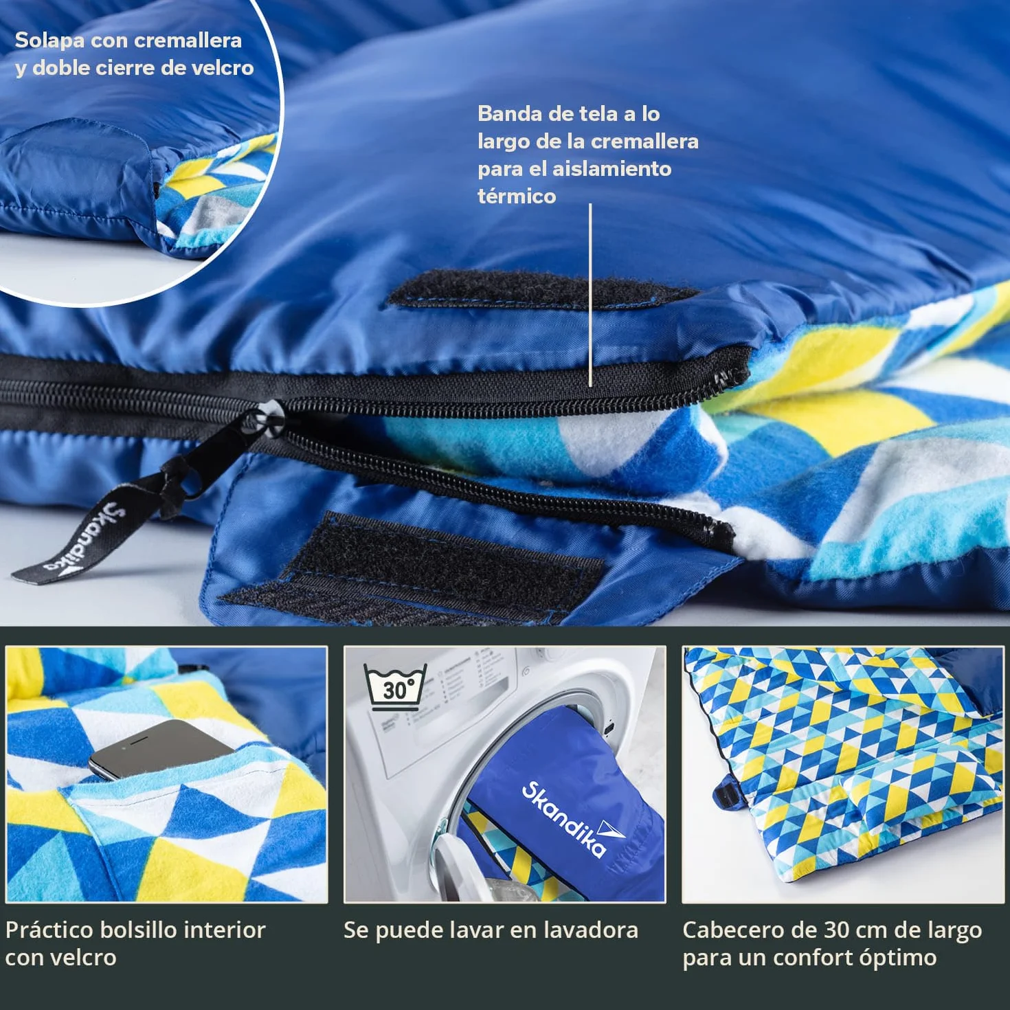 Skandika Iceland Saco de Dormir Doble de Franela XXL| con Forro de algodón para Adultos, Separable, hasta 0°C, 220 x 150 cm | Invierno Camping Senderismo