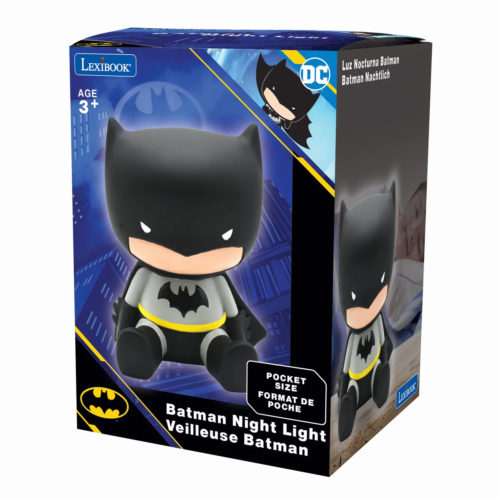LEXIBOOK Batman Night Light LED de Bolsillo Infantil Cambio de Colores Negro NLJ01BAT