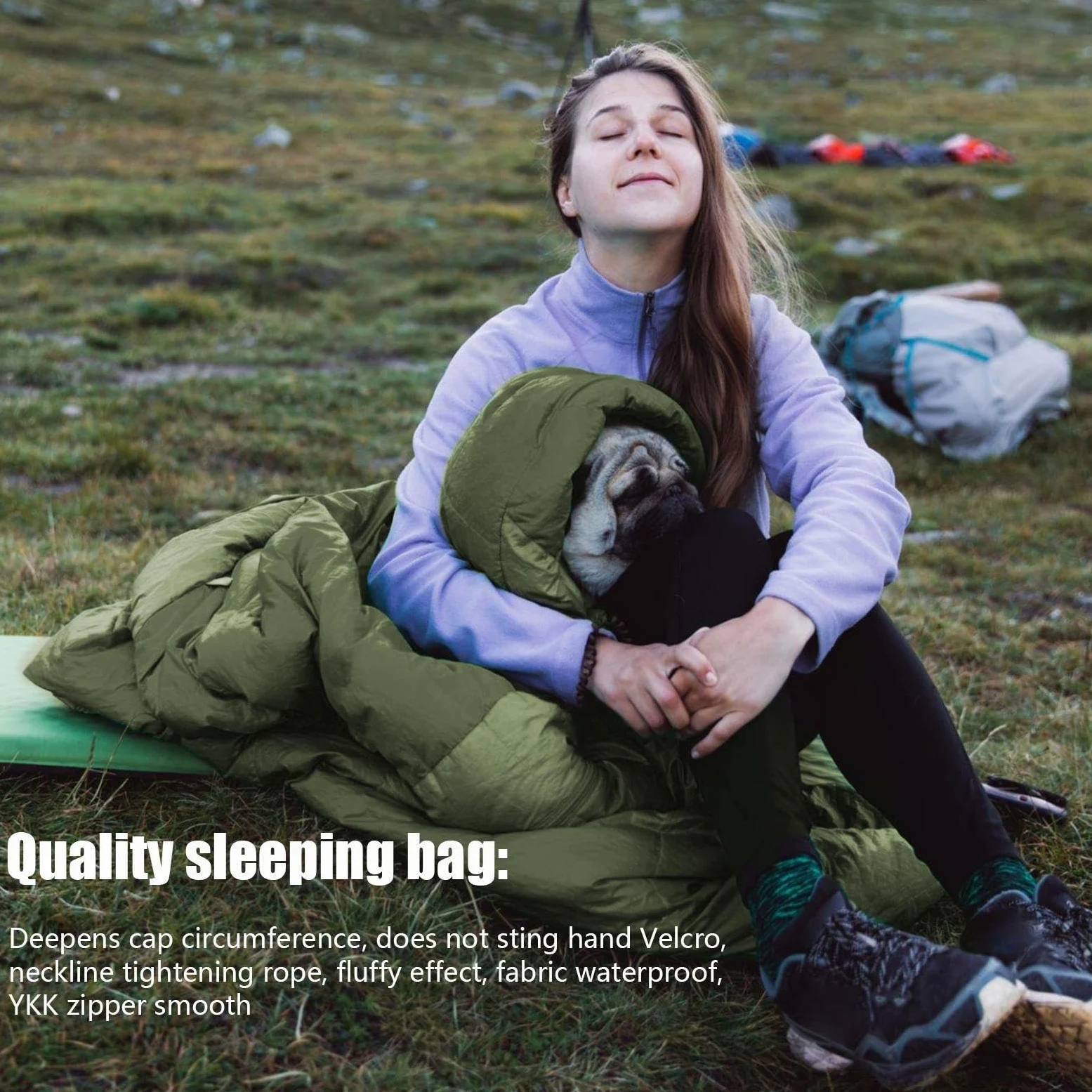 Saco de dormir para clima frío, saco de dormir de plumón para acampar para adultos, impermeable, ligero, viajes en clima frío, caza, mochilero, al aire libre, niña, senderismo
