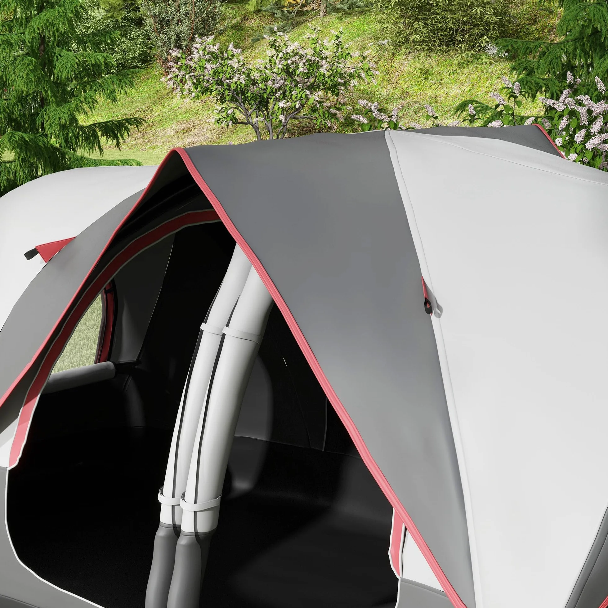 Outsunny Tienda de Campaña Familiar para 6-8 Personas Tienda de Camping Plegable con 2 Habitaciones y Bolsa de Transporte Impermeable para Senderismo 450x215x180 cm