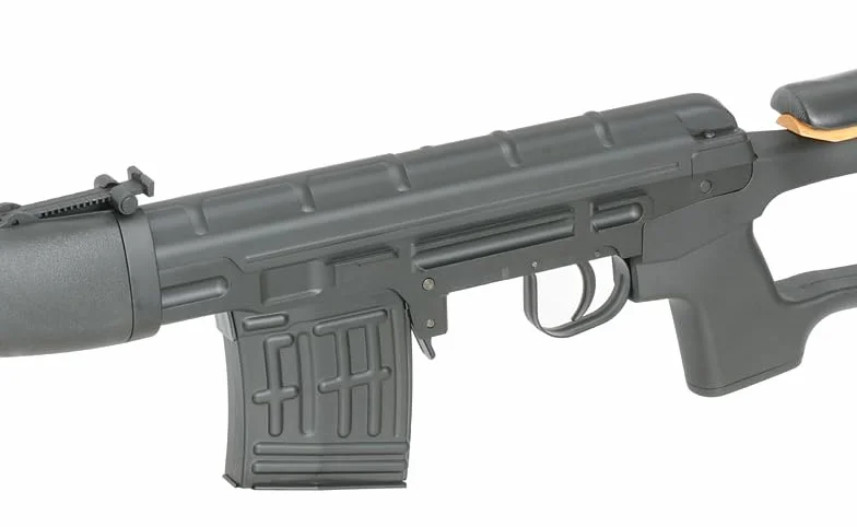 Réplica de Rifle de Francotirador de Airsoft Modelo Dragunov SVD o SWD accionado por Muelle de plástico y Metal de la Marca AGM - Potencia 1,2 Julios