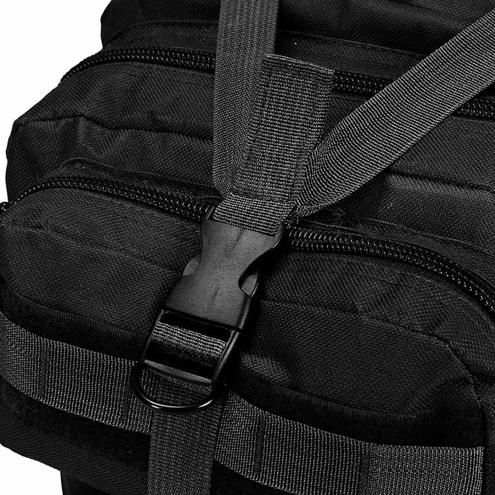 Mochila estilo ejército 50L negro para exterior, senderismo, viajes, escuela, trabajo, ocio, deportes, trekking, bicicleta, equipaje de mano, impermeable, antirrobo, mujer, hombre, niños