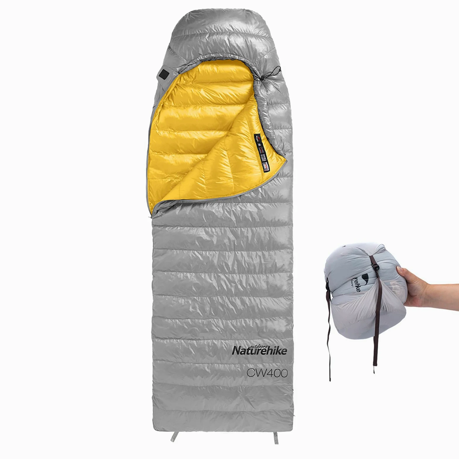 Naturehike CW400 - Saco de dormir ultraligero de plumón 650FP - 910 g de peso 6 °C cómodo, nailon Ripstop 20D con cremallera YKK para mochileros, camping, senderismo y viajes