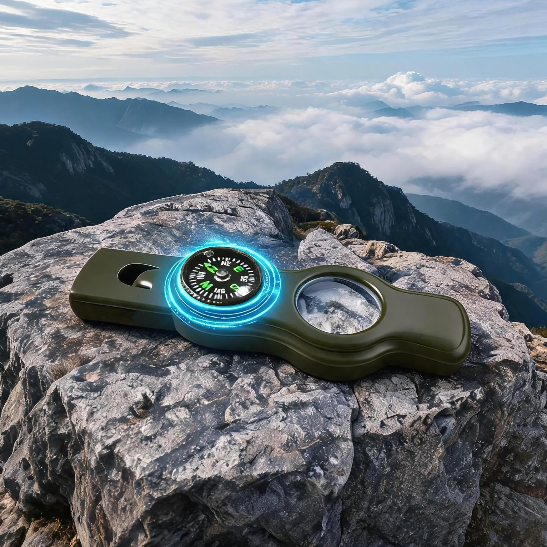 Silbato de seguridad de supervivencia de emergencia, silbato para niños con cordón, brújula, termómetro, ideal para kayak, canotaje, senderismo, camping, escalada