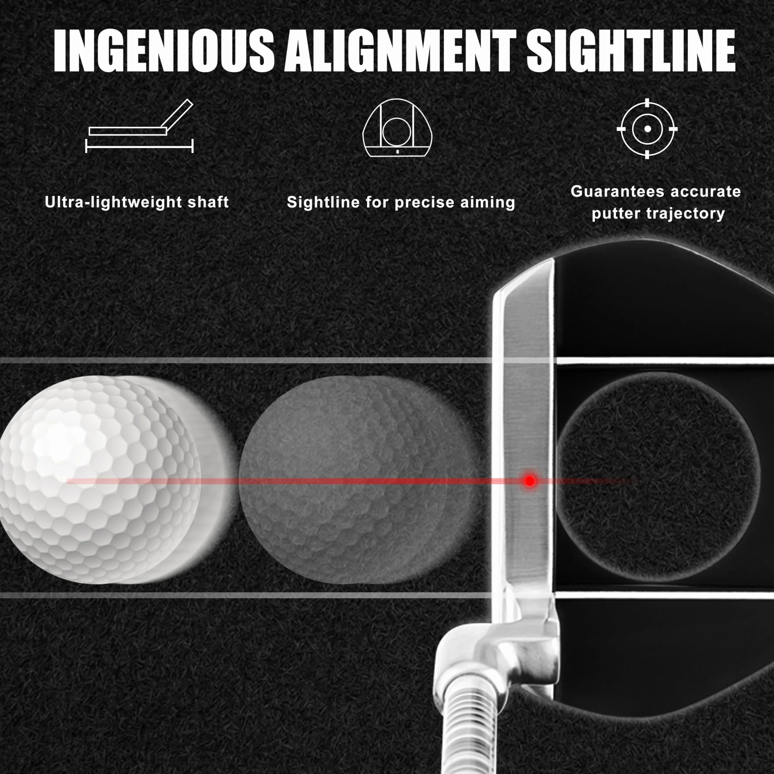 PGM Putter de golf profesional, centro de gravedad ultra bajo, palo con línea de observación