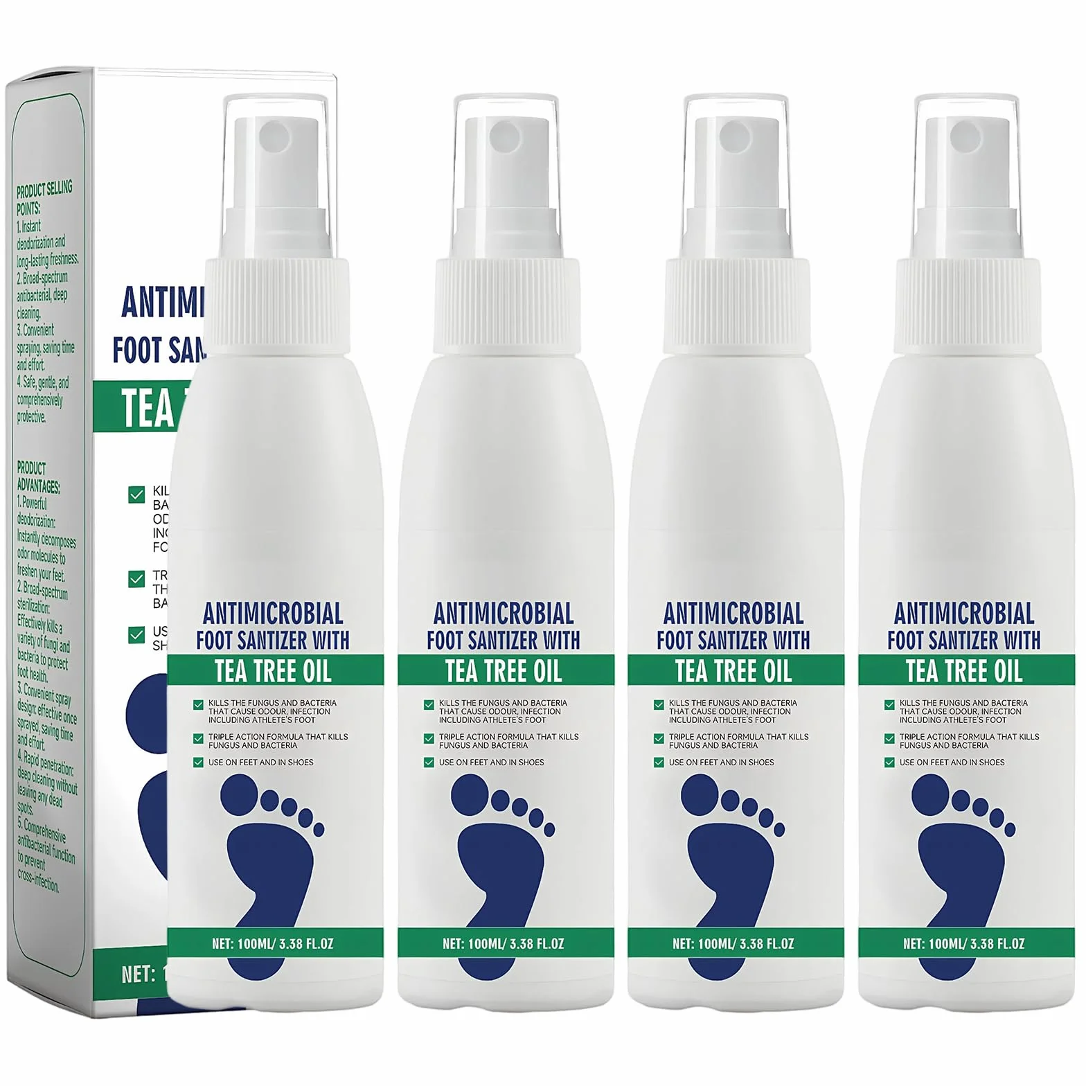 Hongos Pies Desodorante De Pies Tratamiento Para Aliviar Infecciones Pie De Atleta 4x100ml