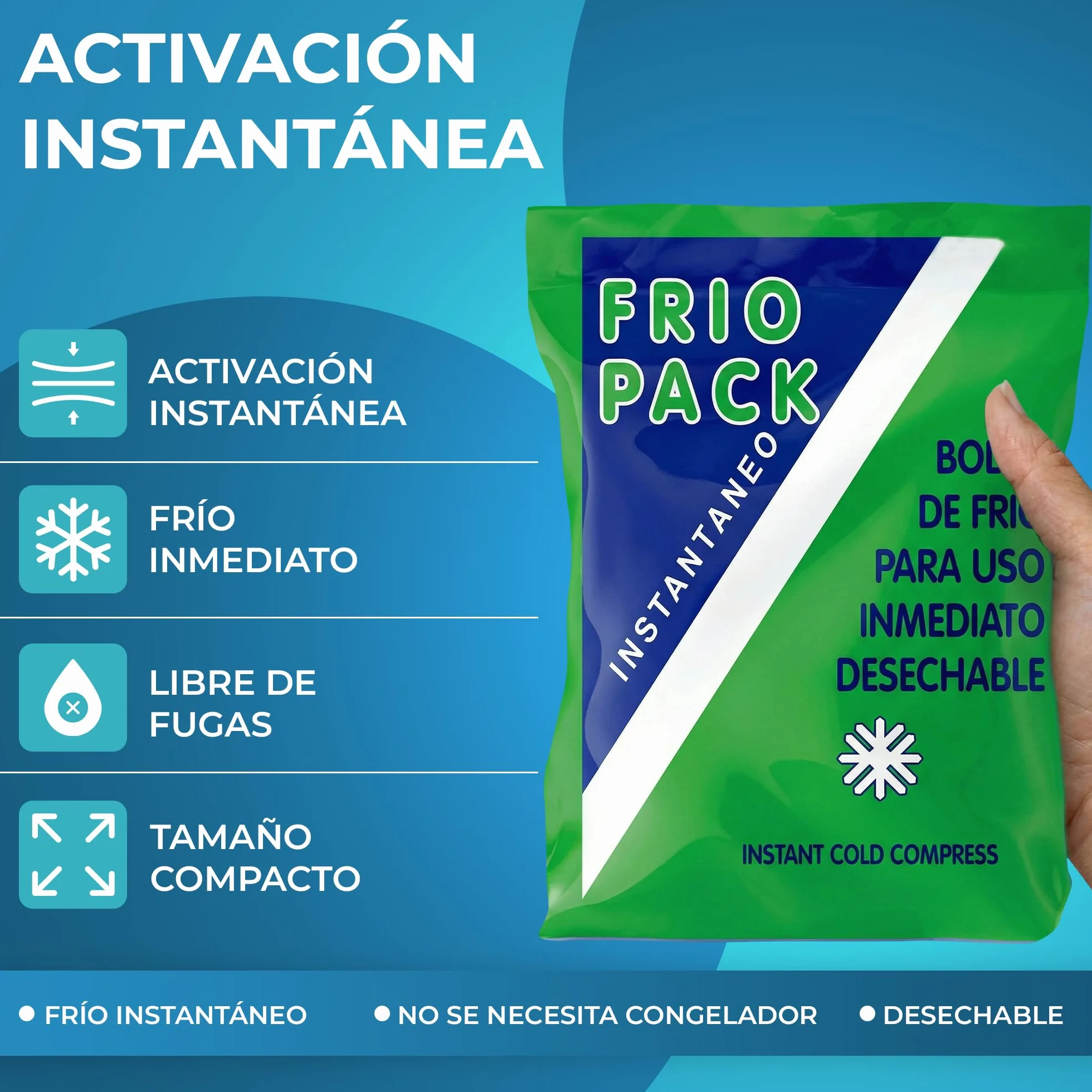 Bolsa de Frío Instantáneo 14x23 cm 6 Unidades Un Solo Uso