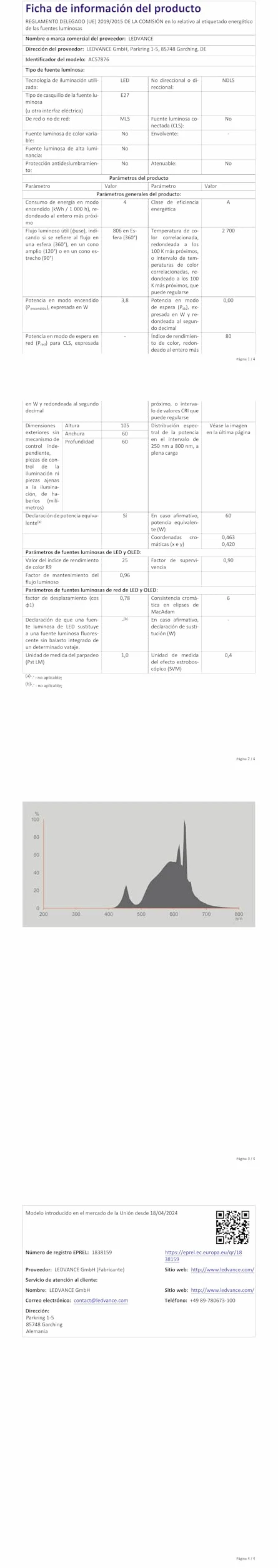 OSRAM Bombillas LED E27 5 Paquete 60W Reemplazo 2700K Blanco Cálido Vidrio Mate