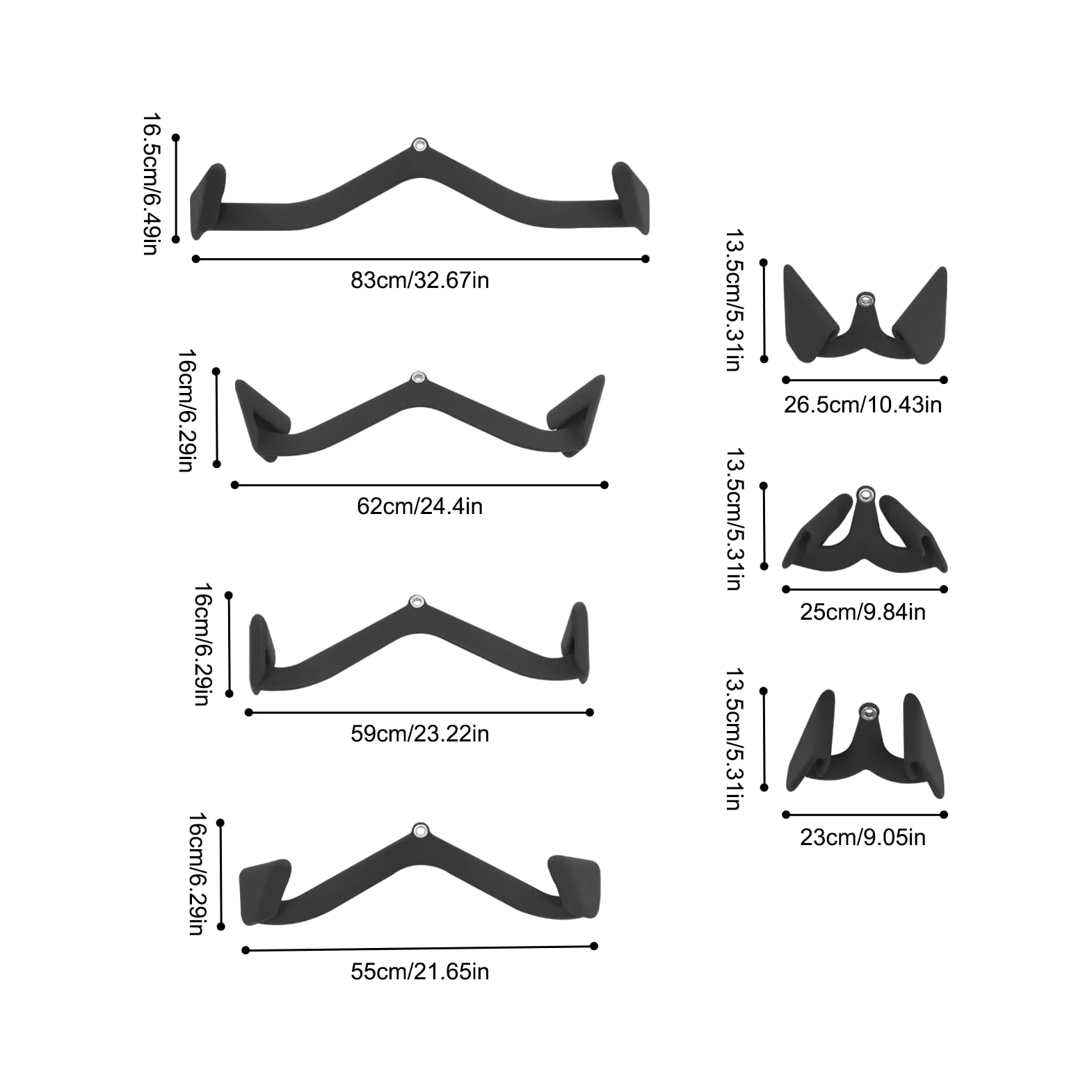 7 barras Lat Pull Down Bars Set V Form Pull-Down Kabelzuggriff Latzug-Aufsätze Ergonomischer Griff für Krafttraining am Rücken Bizeps-Curl, Trizeps-Latzugstange