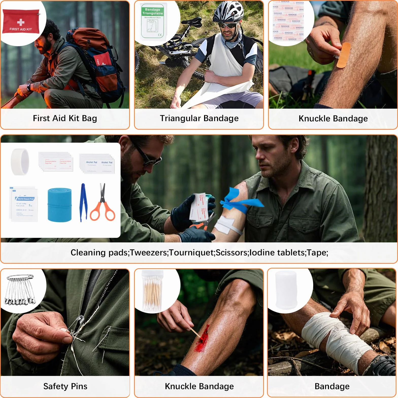 Kit de Supervivencia, 70 en 1 Kit de Supervivencia de Emergencia al Aire Libre, Multifuncional Equipo de Botiquín Primeros Auxilios, Kit de Emergencia para Viajar Caminar Acampar al Aire Montaña