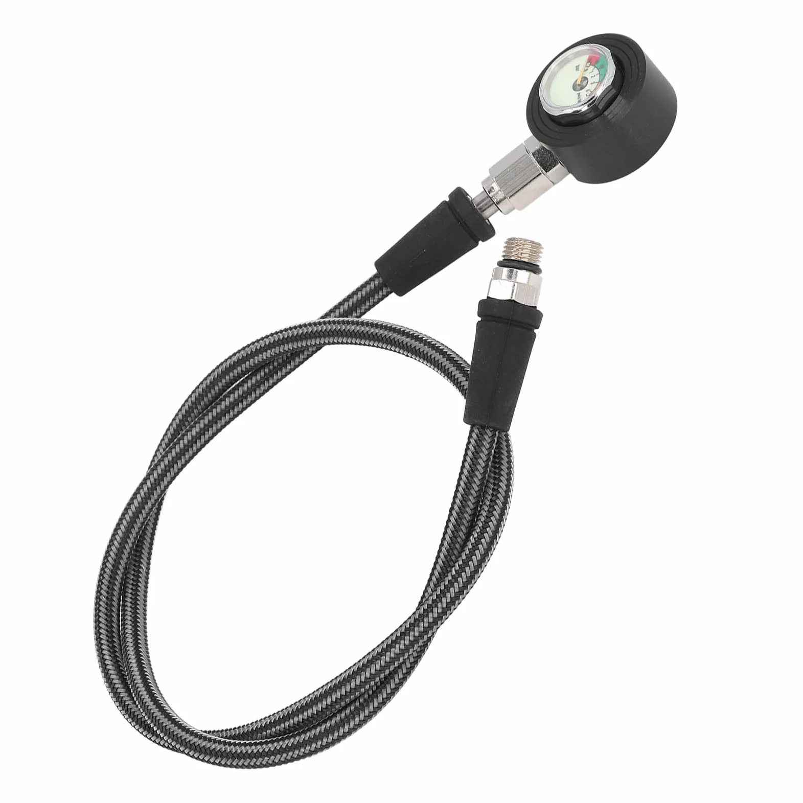 aqxreight Manómetro de Buceo, Instrumento Sumergible Profesional con Rotación de 360 ​​Grados y Pantalla Luminosa, Manguera de Fibra de Carbono y Construcción de Aleación de Aluminio, Compatible con