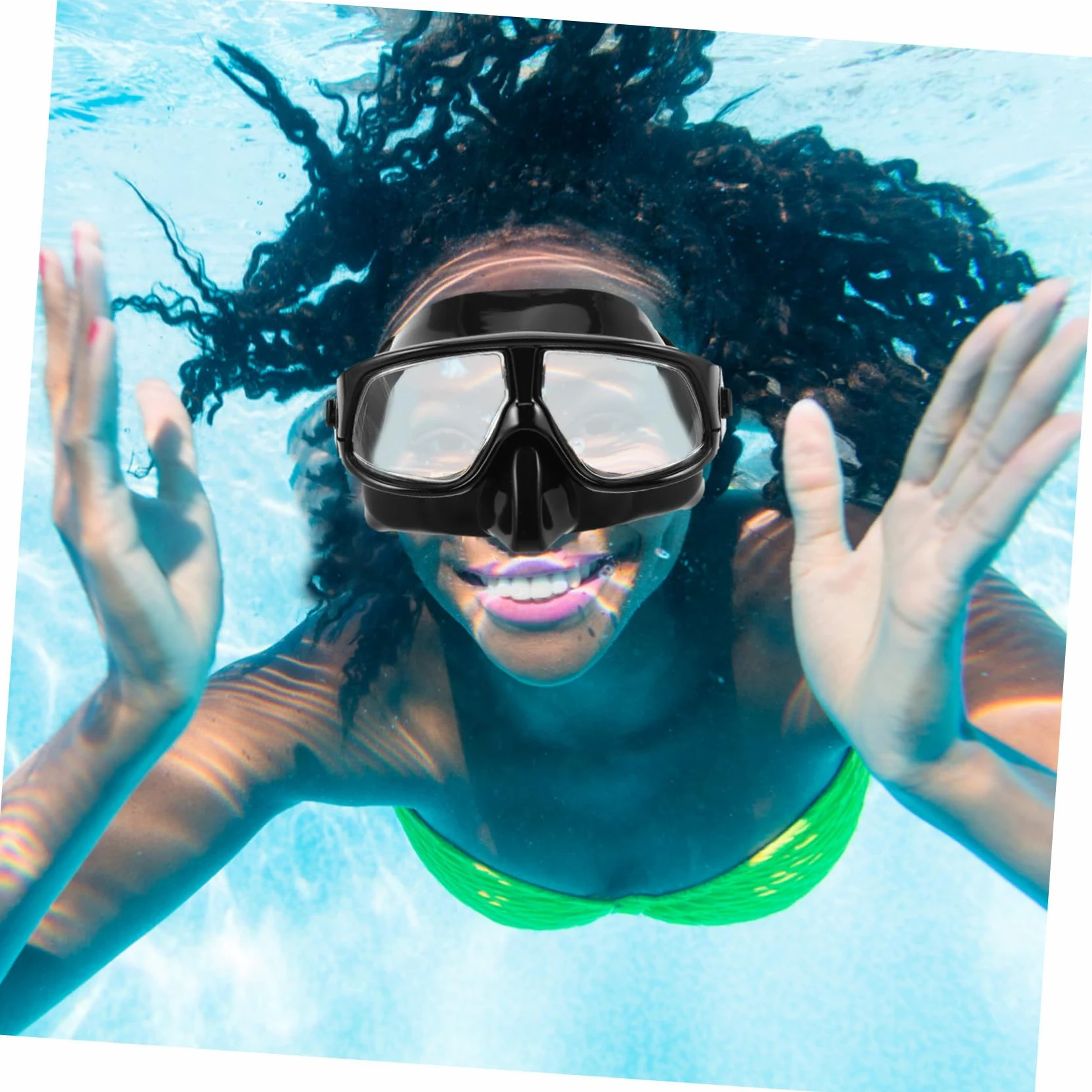 Máscara de Snorkel de Gran Visión Volumen para Adultos | Silicona Negra, Uso en Piscina y Snorkel, Diseño con Cubierta Nasal y Ajuste Cómodo