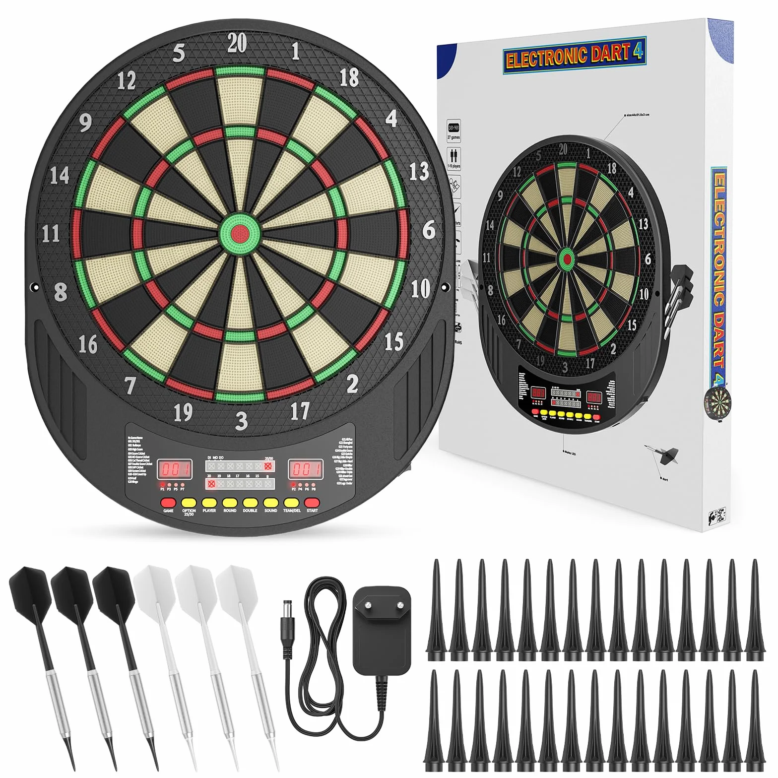 Diana electrónica profesional con pantalla LCD digital y dardos con punta blanda, diana electrónica con 27 juegos, 243 modos, ideal para amigos, familia, oficina, fiestas en clubes y pubs