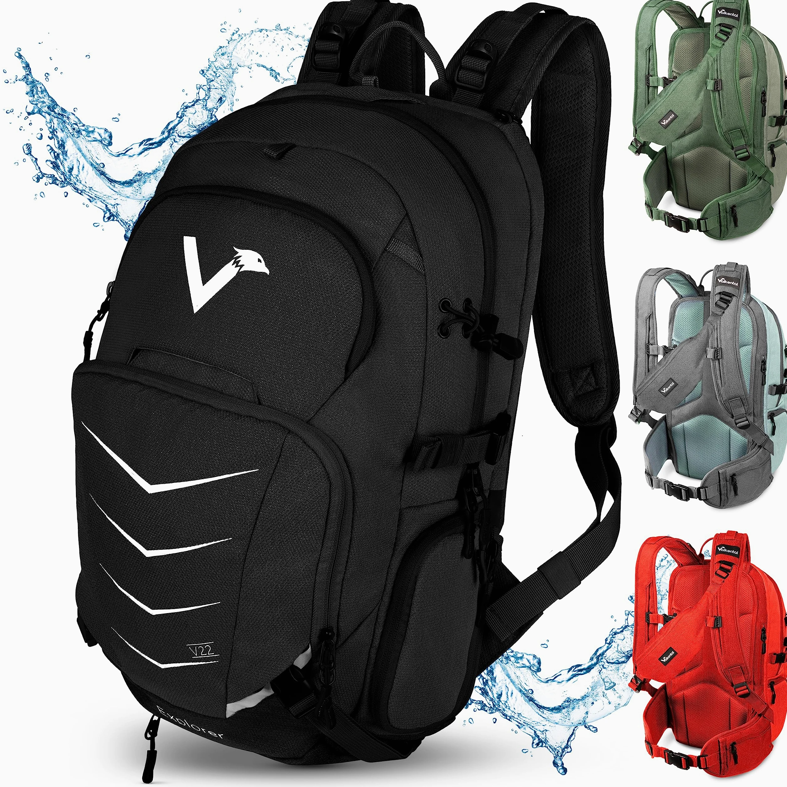 Valkental - Mochila Sostenible con Cinturones de Cadera Ocultables | 22L | Expandible con Riñonera - Perfecta para Senderismo, Trekking, Ciclismo y Uso Outdoor