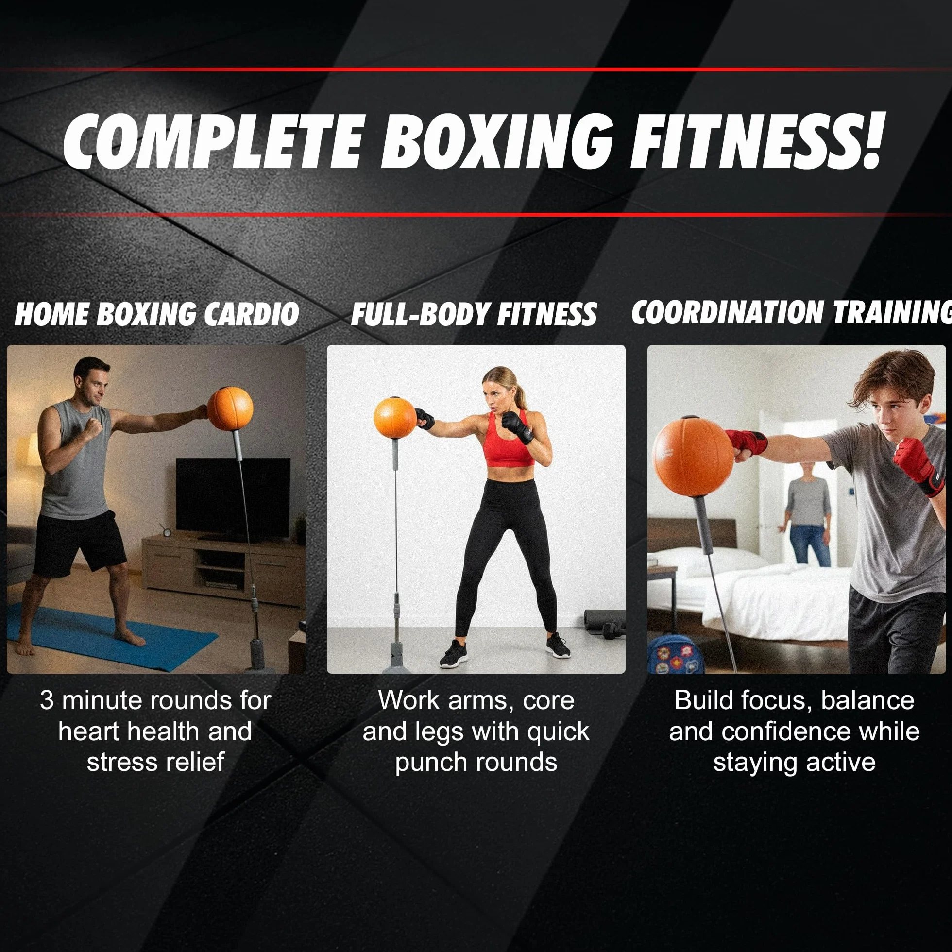 Punching Reflex Ball con Ventosa, Altura Ajustable 139–154 cm, Saco de Boxeo de Pie para Entrenamiento de Velocidad
