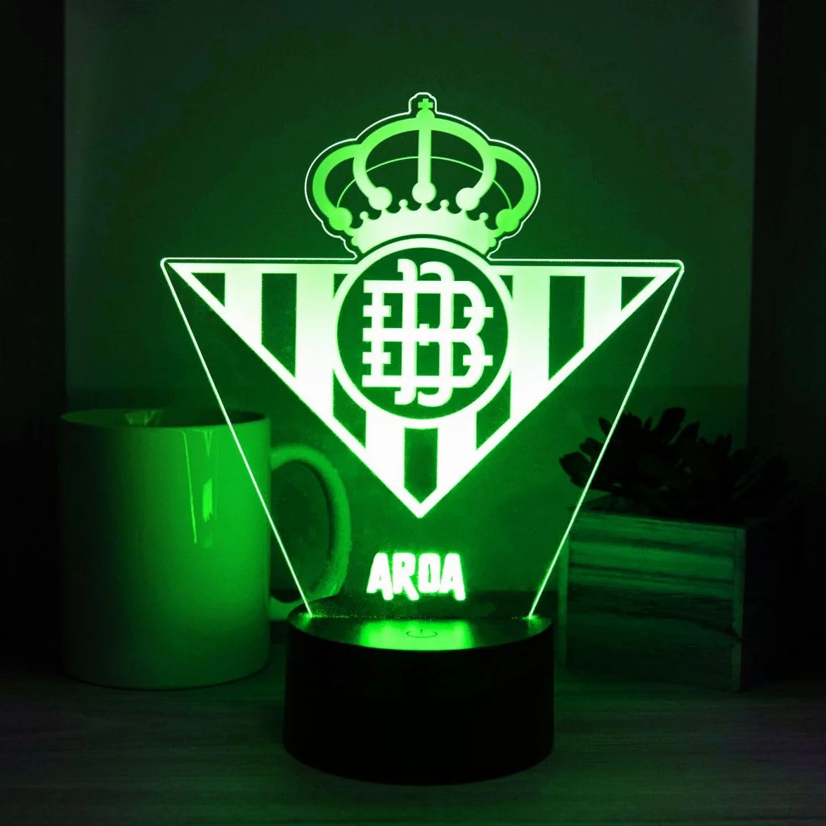 Lámpara LED Personalizada Betis Escudo con Luz Regalo Original Fútbol